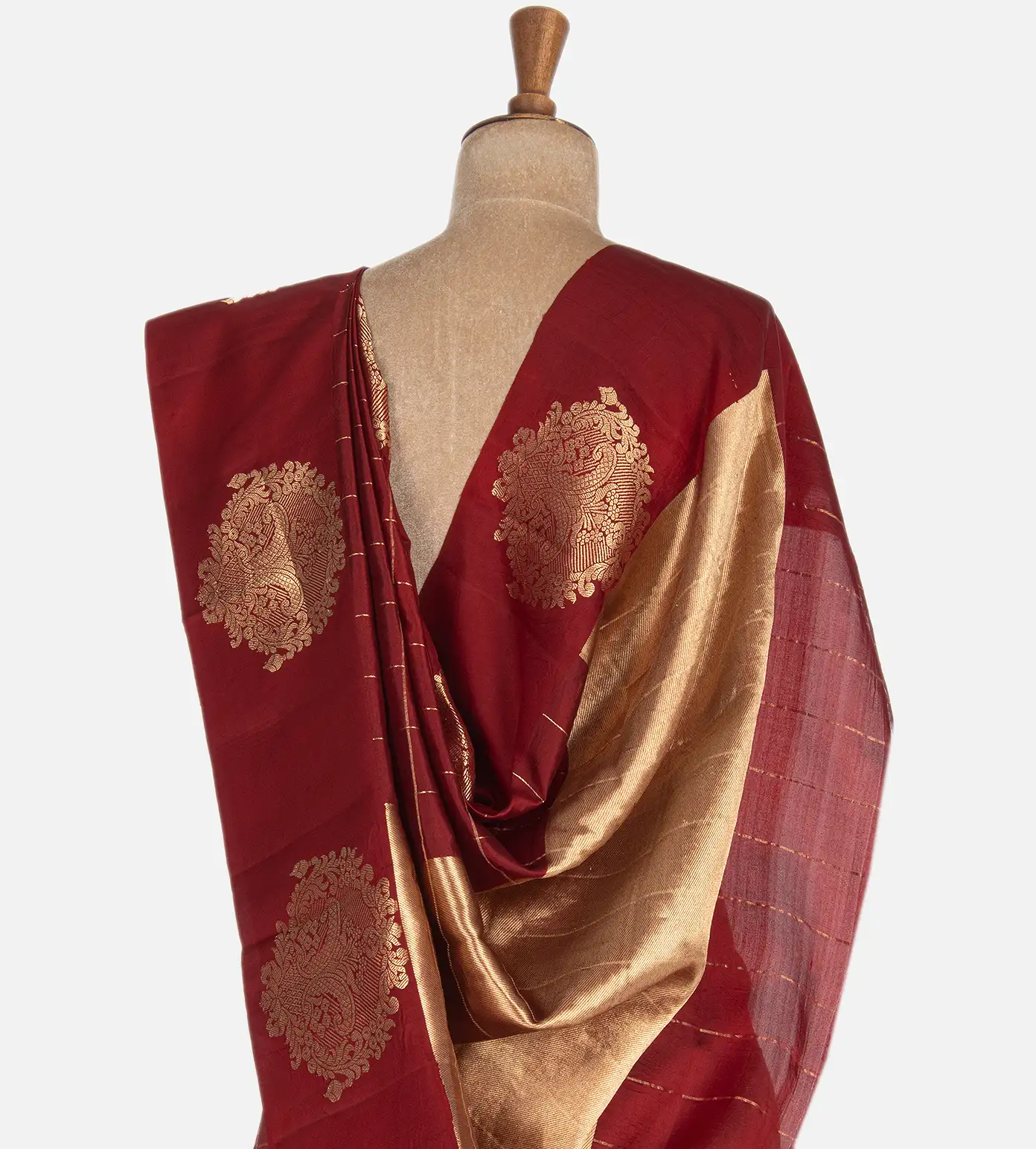 Deep Red Banarasi Tussar Saree3