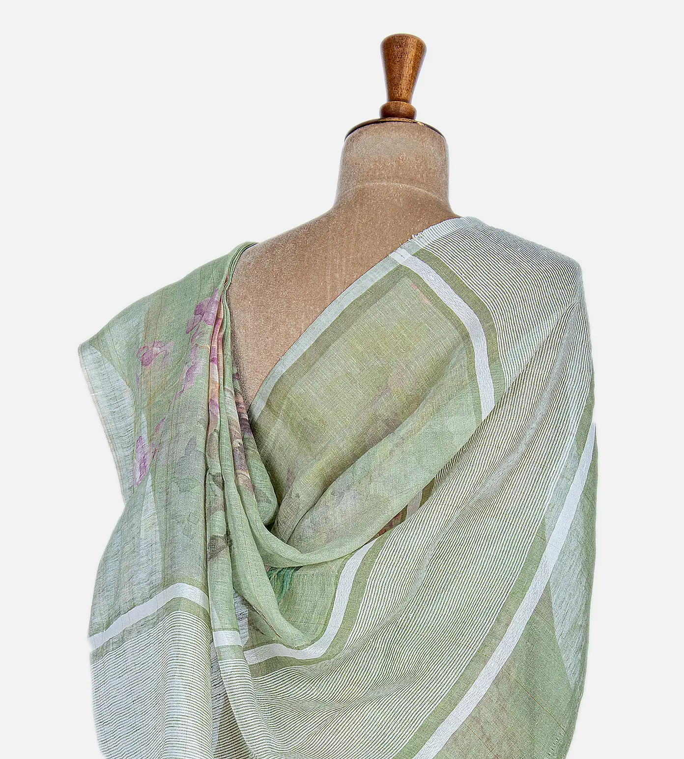 Pastel Green Linen Saree3