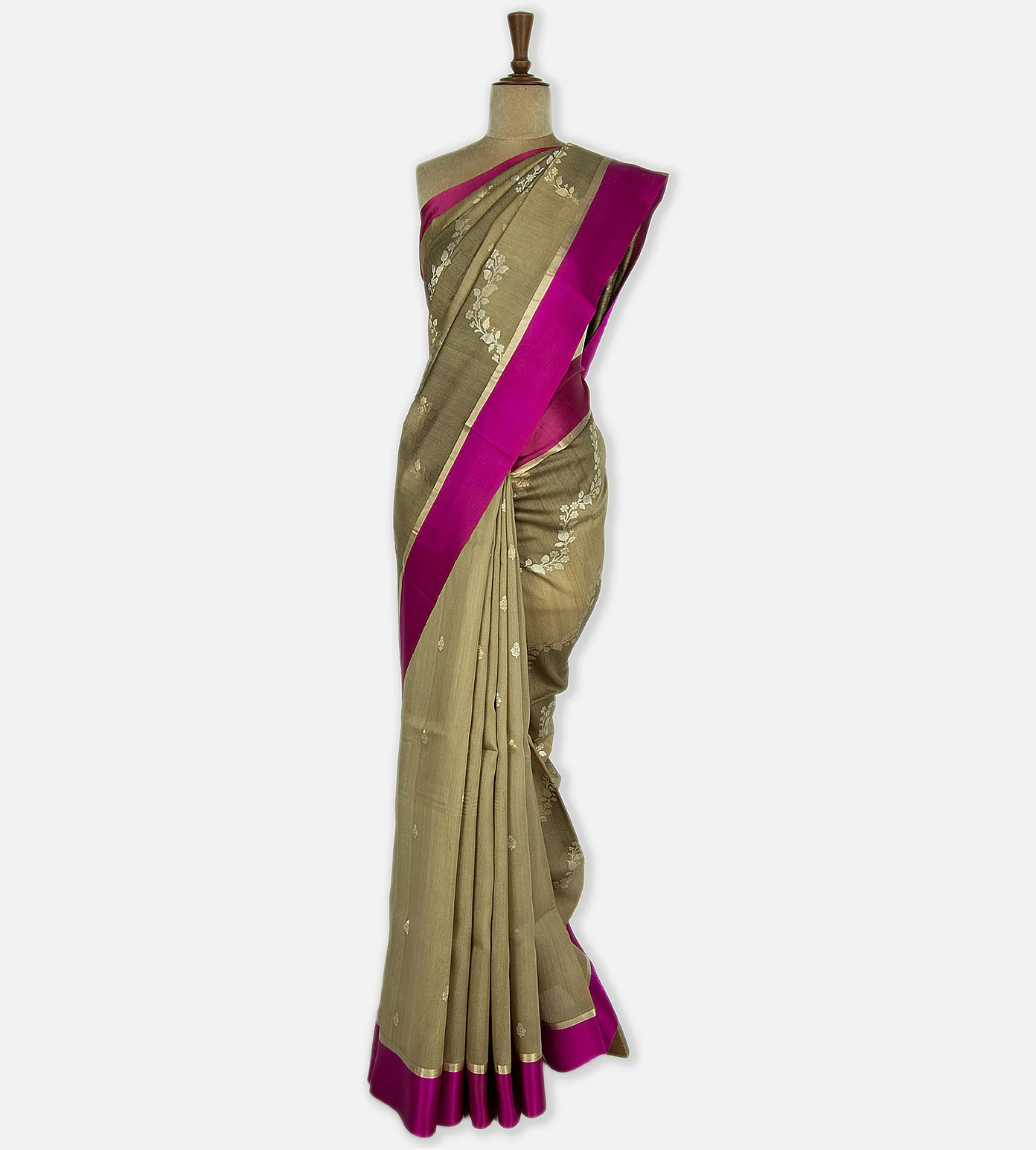 Beige Tussar Saree2