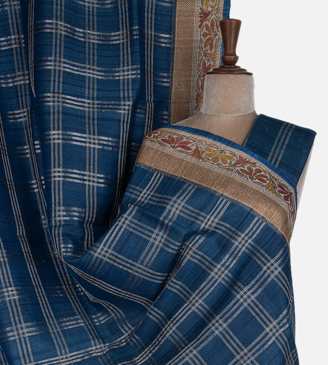 Blue Banarasi Tussar Saree1