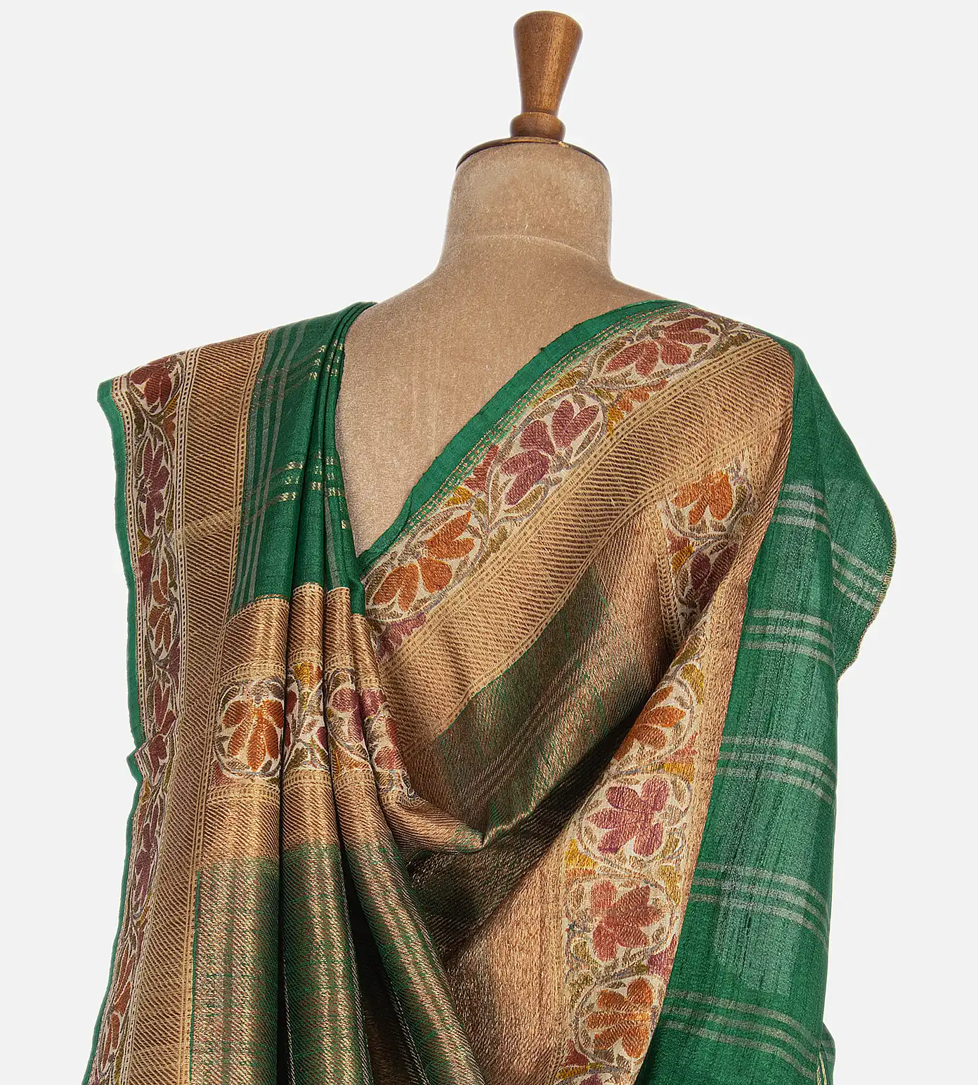 Green Banarasi Tussar Saree3