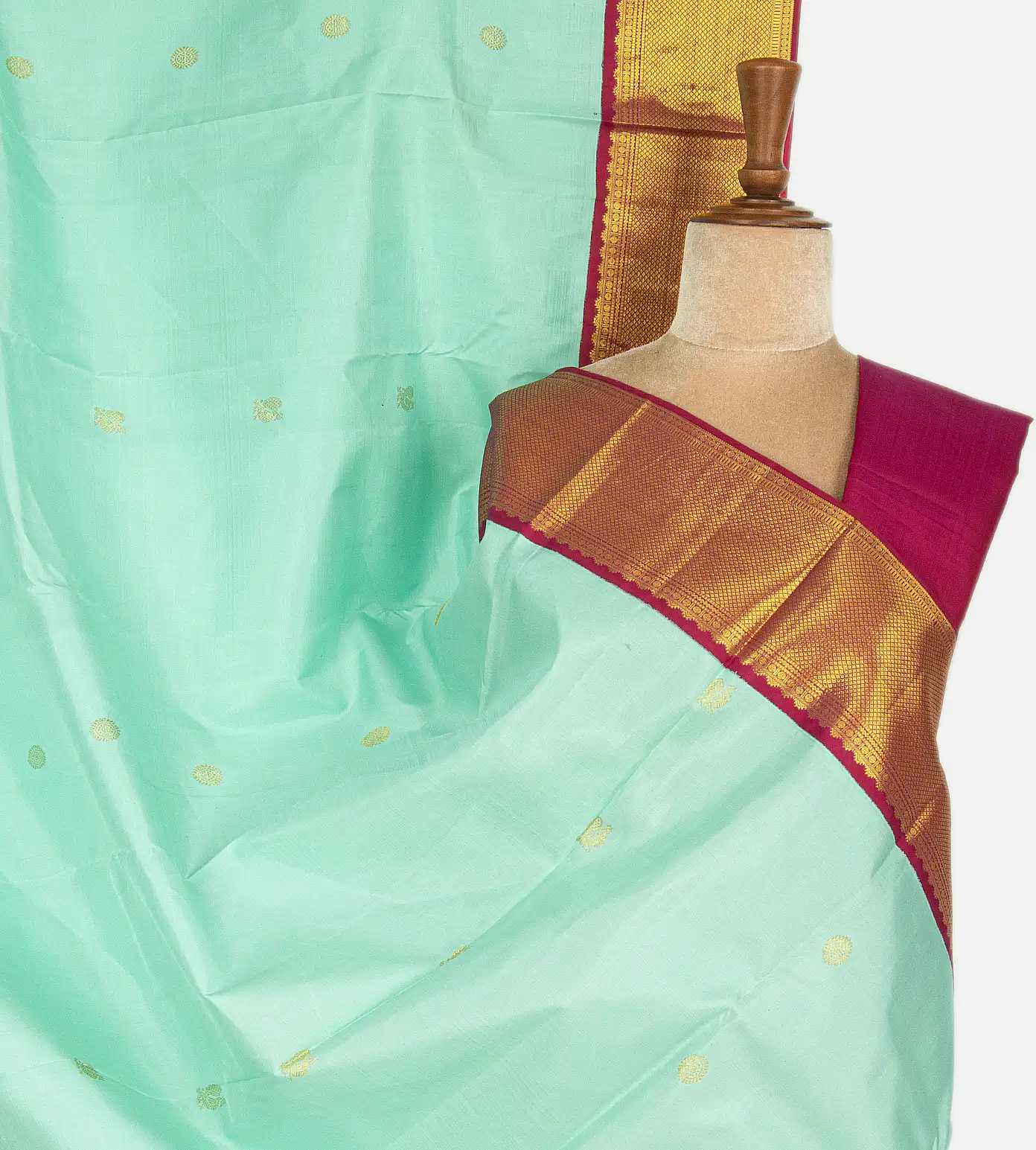 Sea Green Kanchipuram Silk Saree1