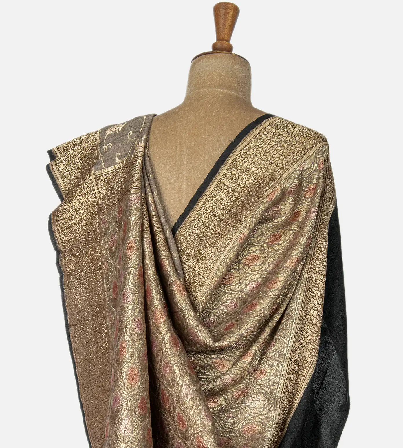 Grey Banarasi Tussar Georgette Saree3