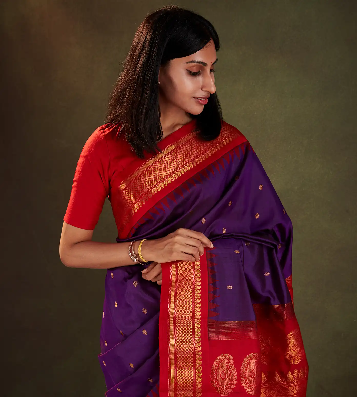 Purple Gadwal Silk Saree1