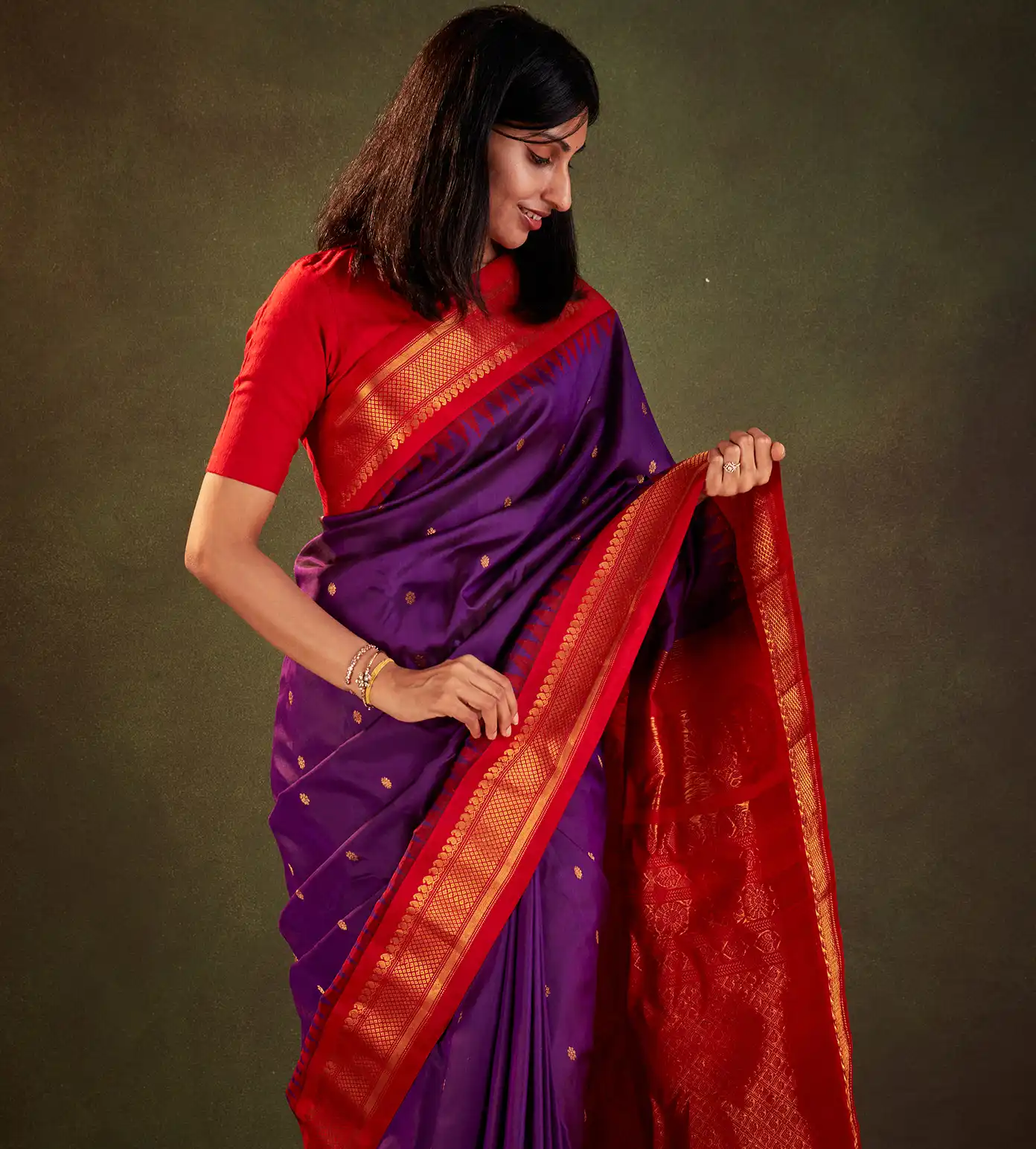 Purple Gadwal Silk Saree3