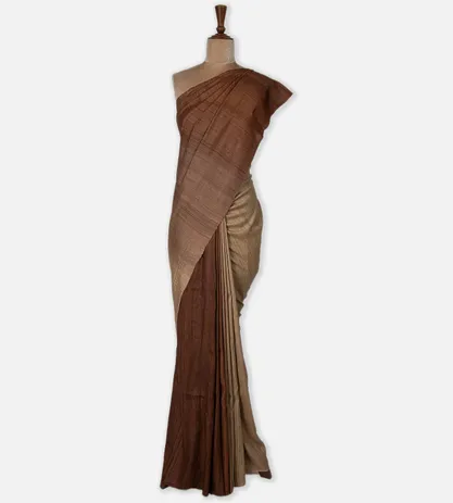 Beige and Brown Tussar Saree2