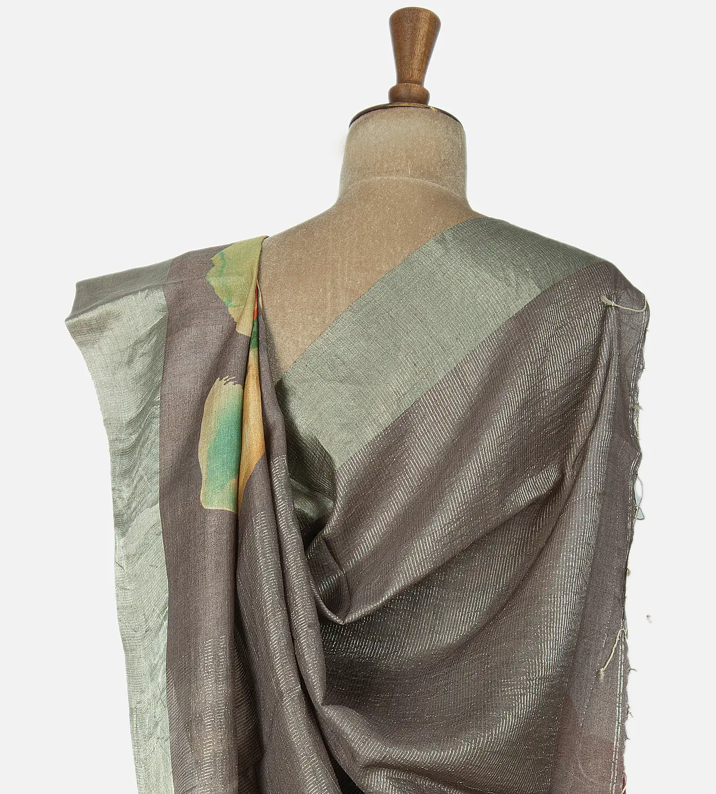 Aubergine Purple Tussar Printed Saree3