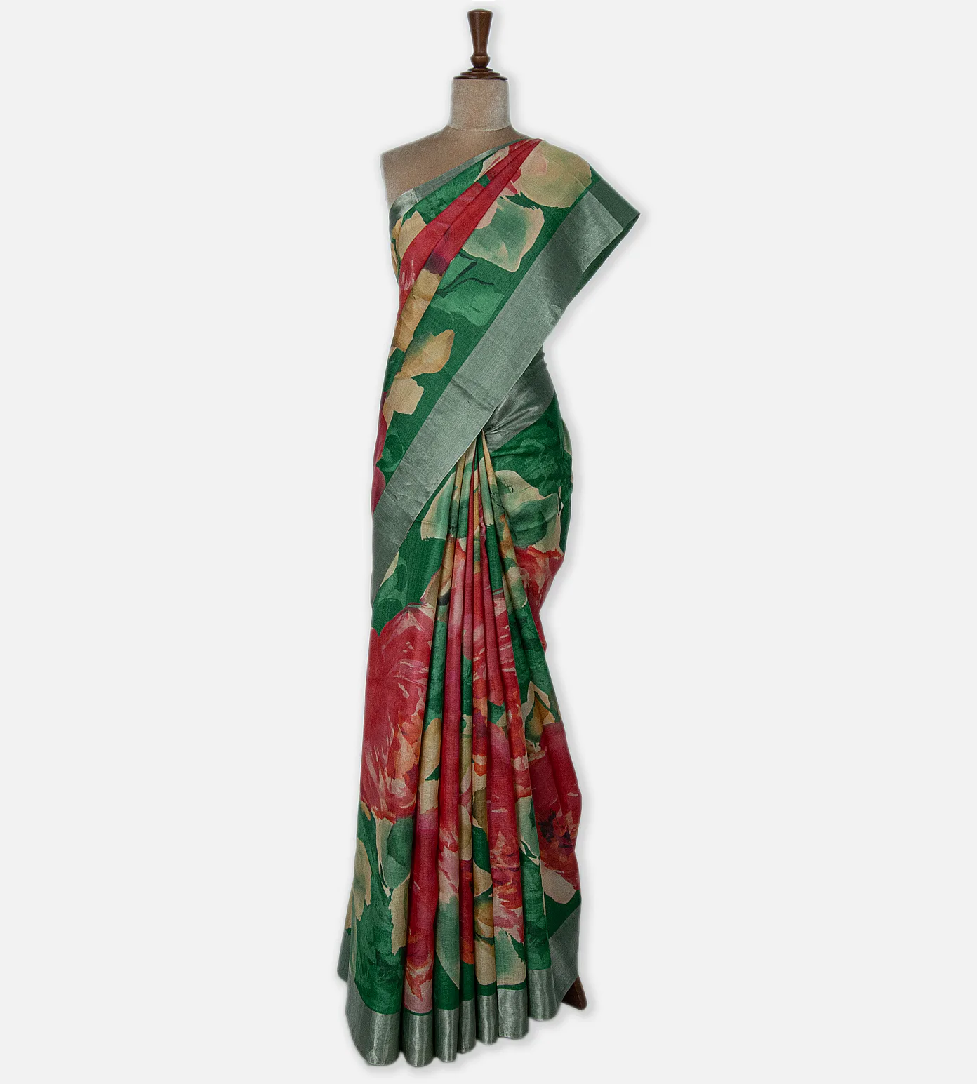 Green Tussar Printed Saree2