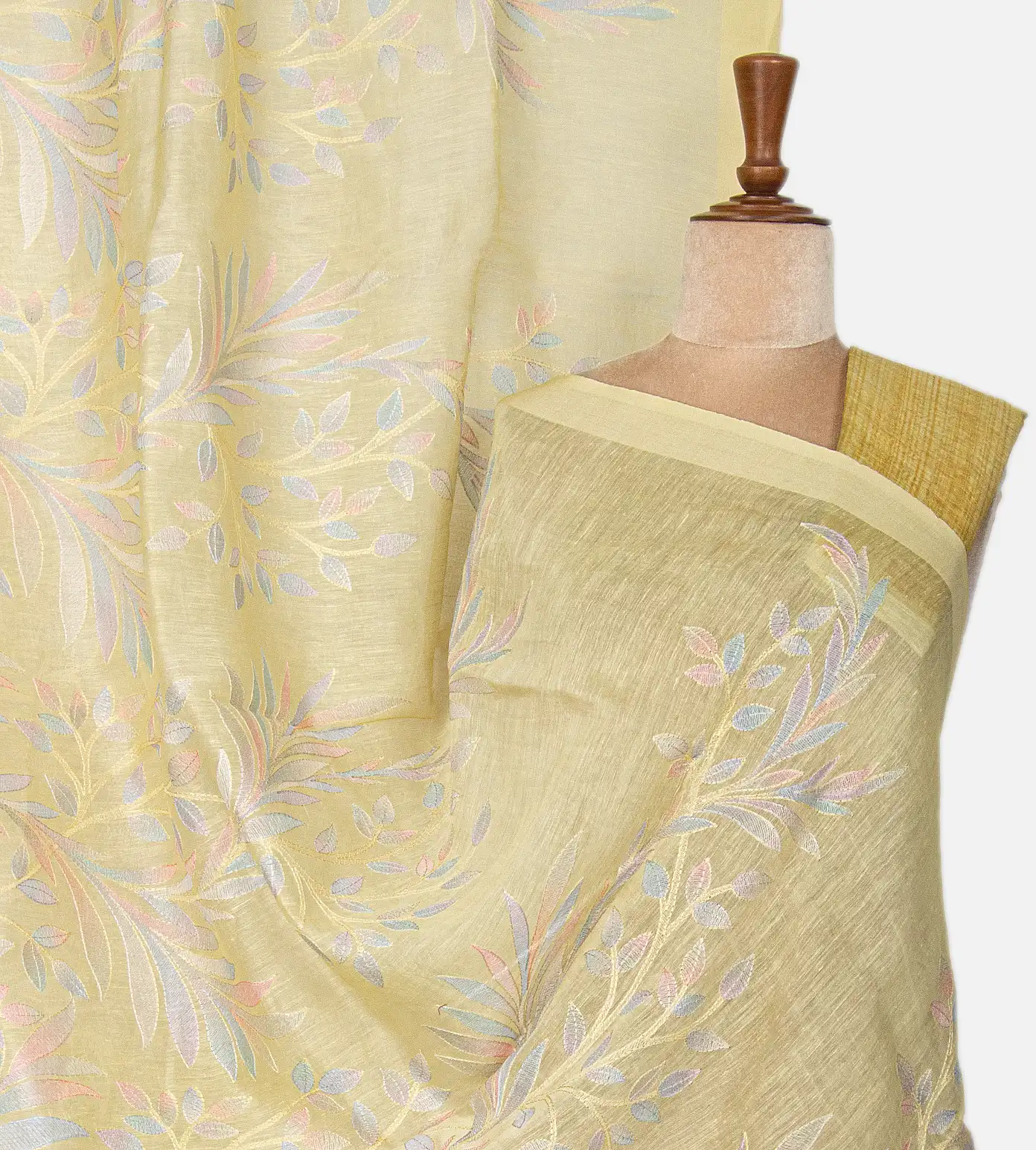 Buy Light Yellow Linen Saree