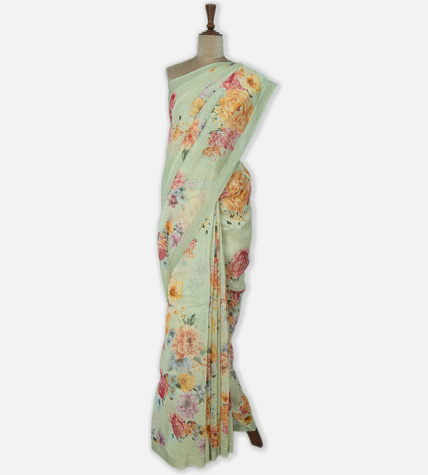 Green Linen Saree2