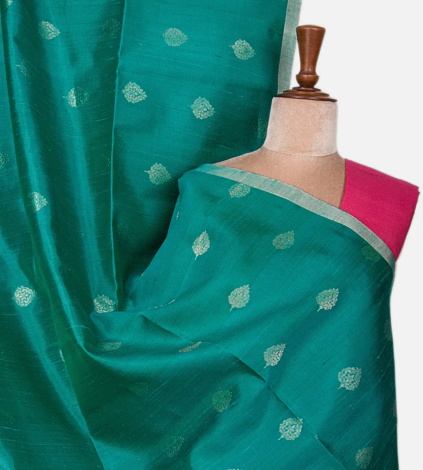 Sea Green Raw Silk Saree1