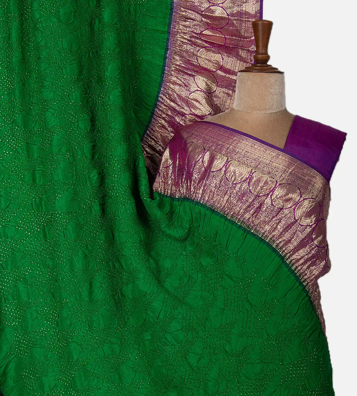 Green Bandhani Kanchipuram Silk Saree1