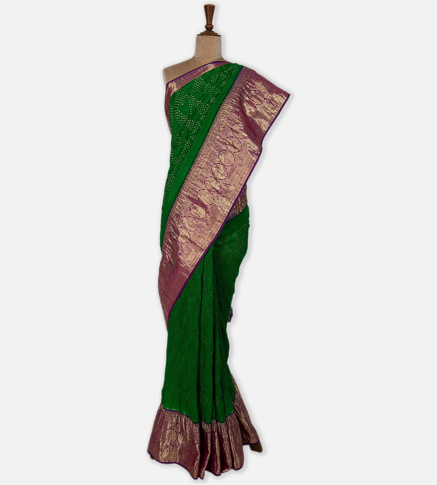 Green Bandhani Kanchipuram Silk Saree2