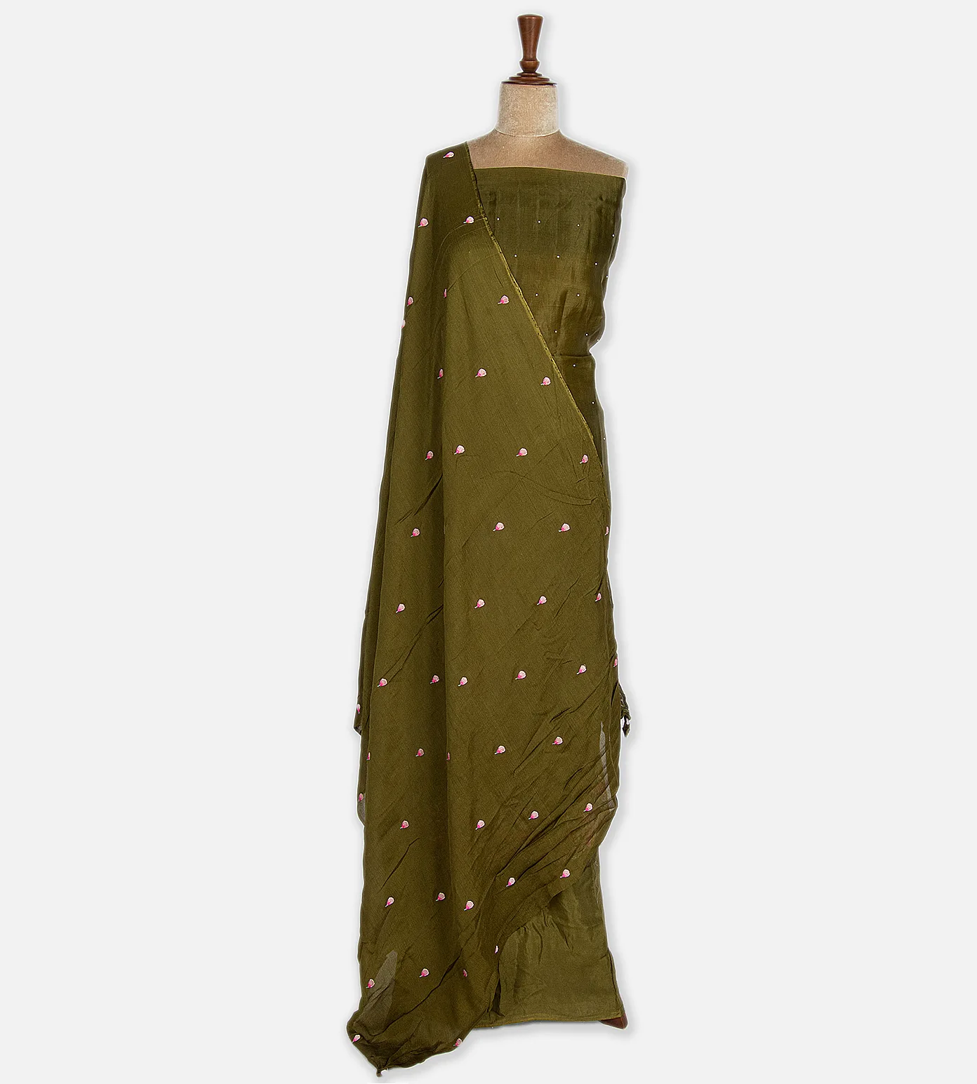 Olive Green Organza Embroidery Salwar2