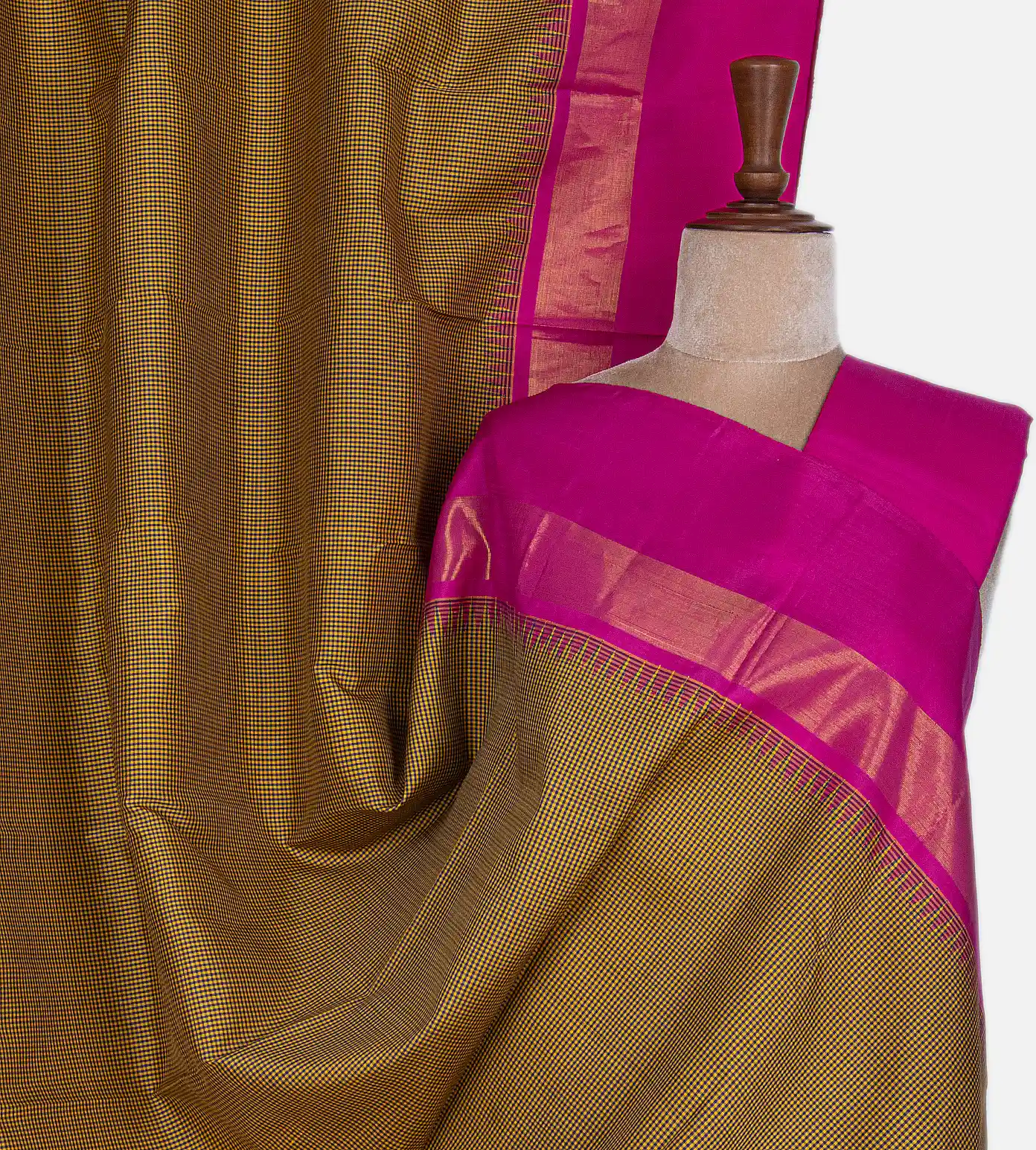 Yellow And Blue Kanchipuram Silk Saree1