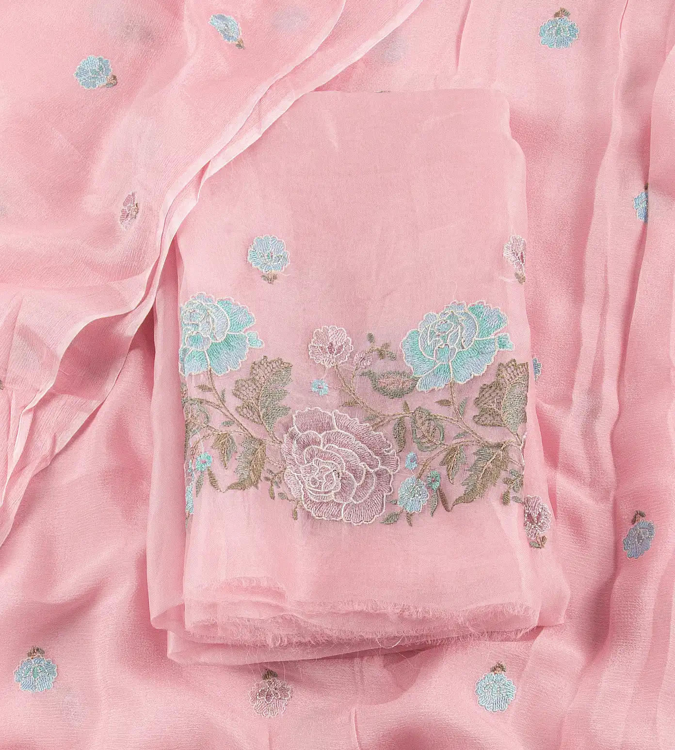 Baby Pink Organza Embroidery Salwar1