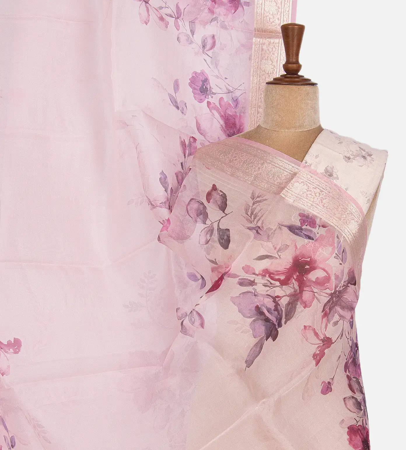 Pastel Pink Organza Saree1