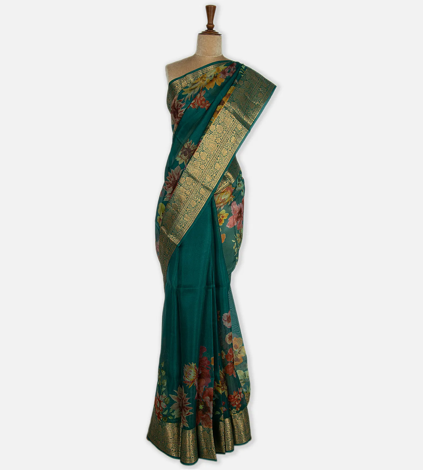 Emerald Green Organza Saree2