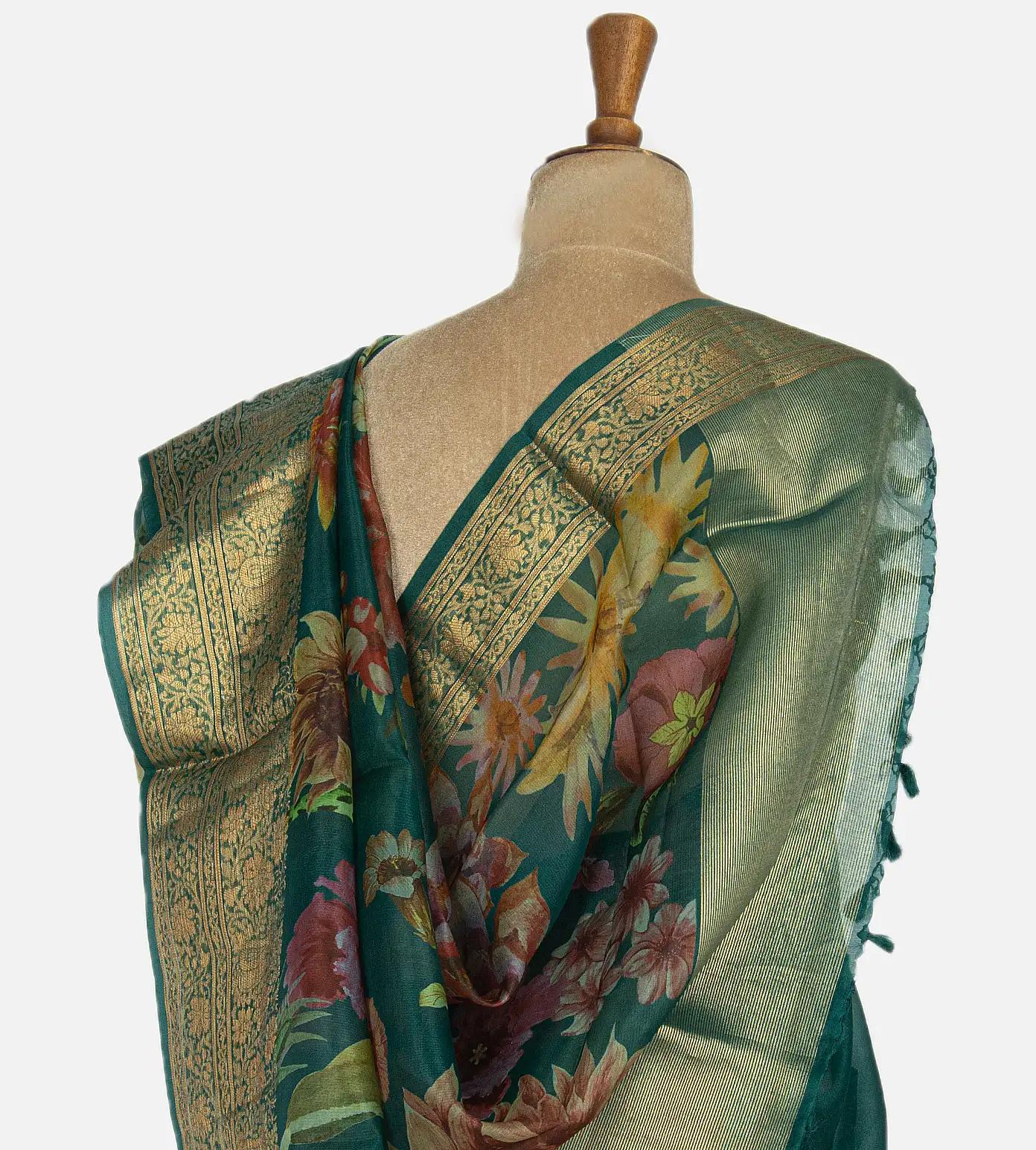 Emerald Green Organza Saree3