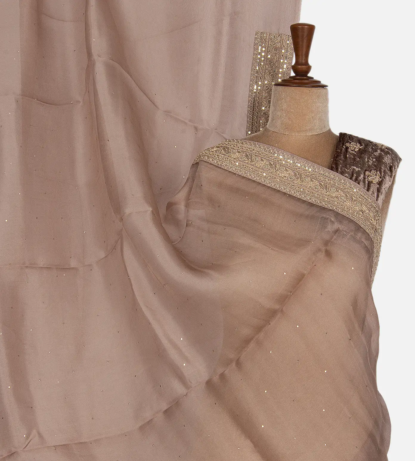 Rose gold Organza Saree1