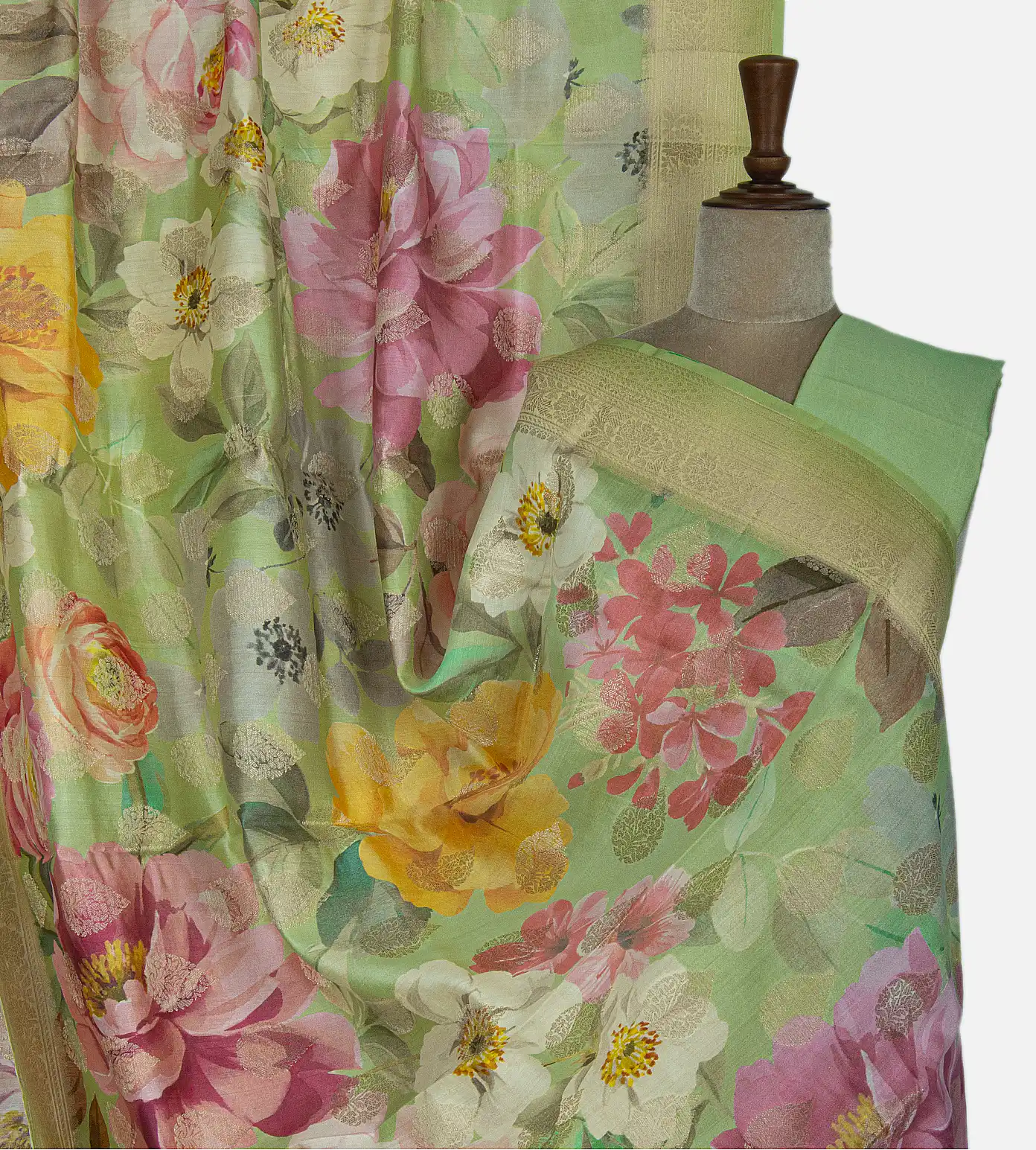 Pastel Green Chaniya Silk Saree1