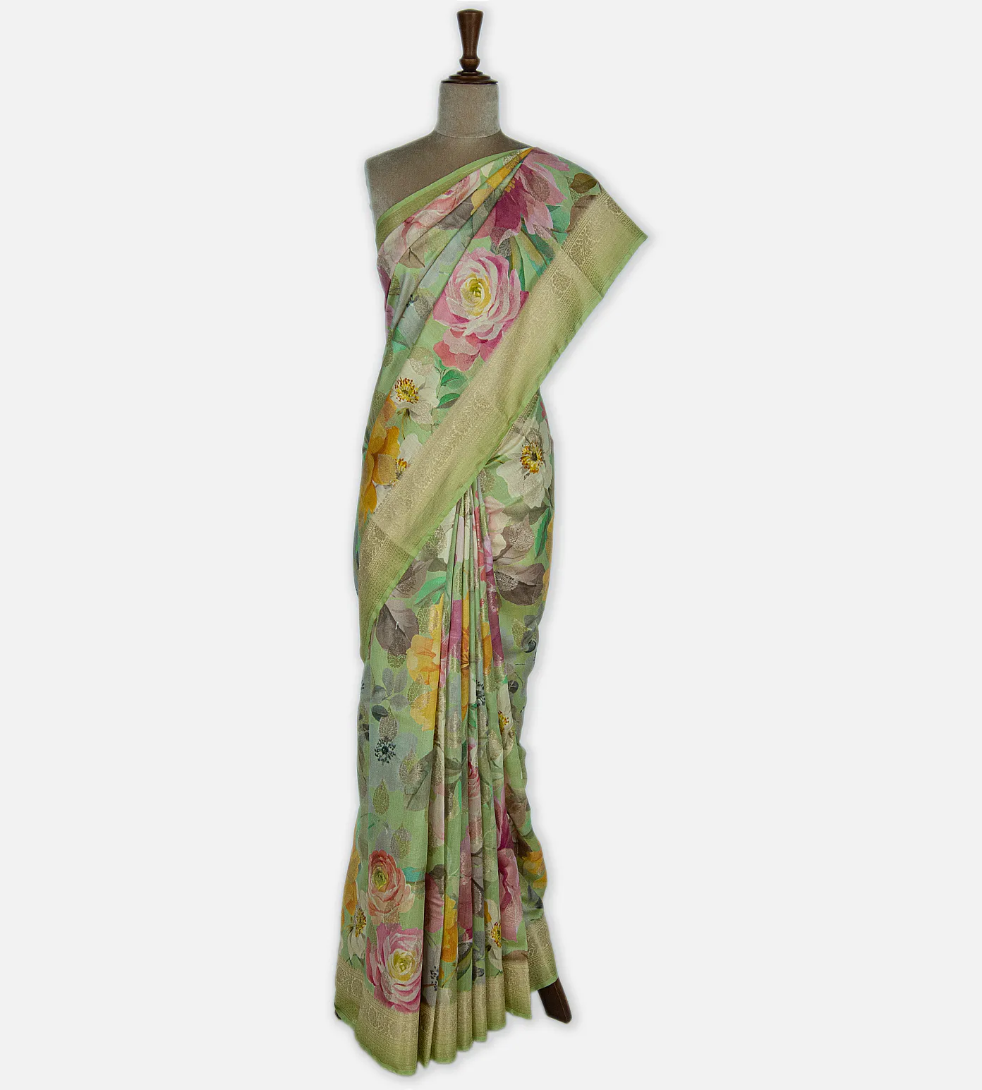 Pastel Green Chaniya Silk Saree2