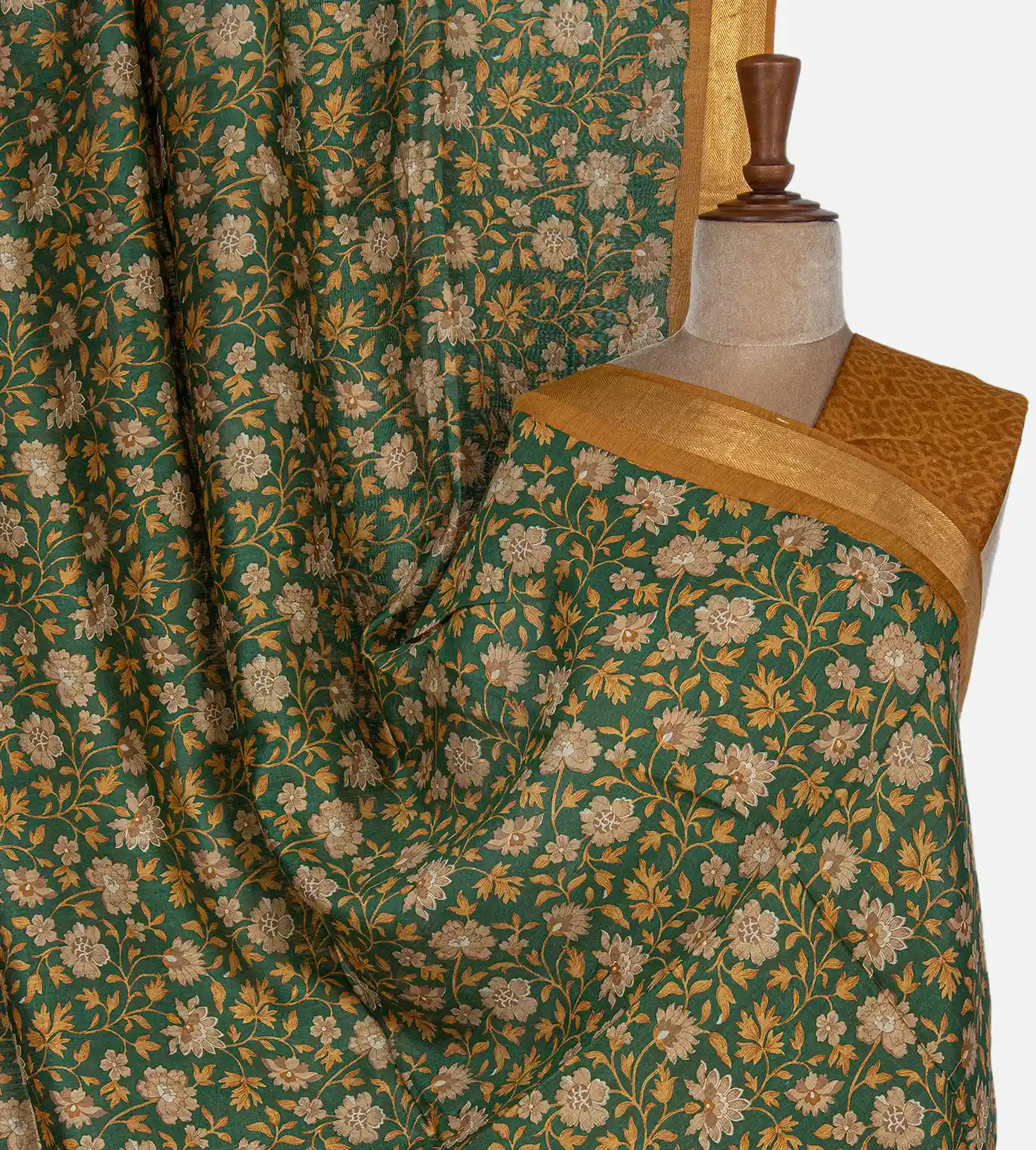 Dark Green Soft Tussar Saree1