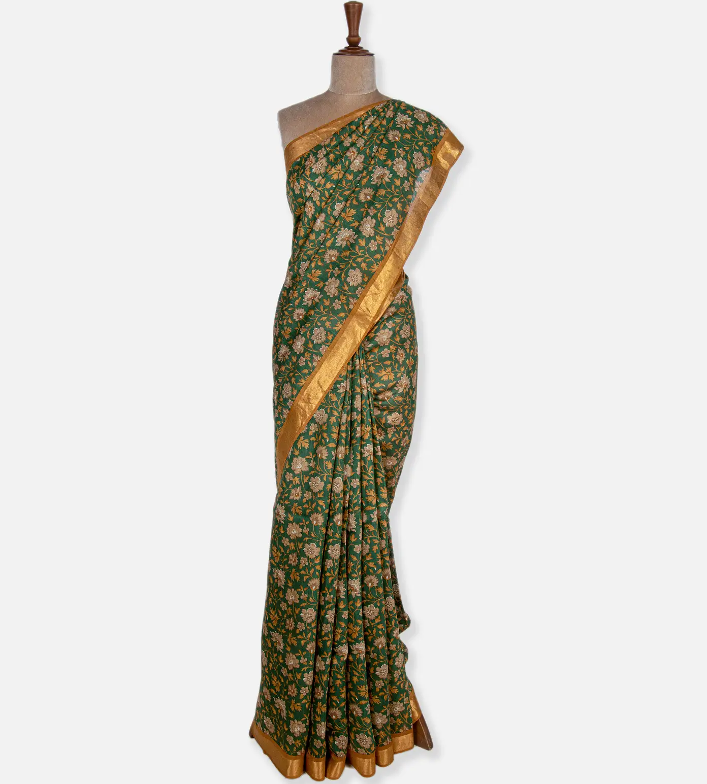 Dark Green Soft Tussar Saree2