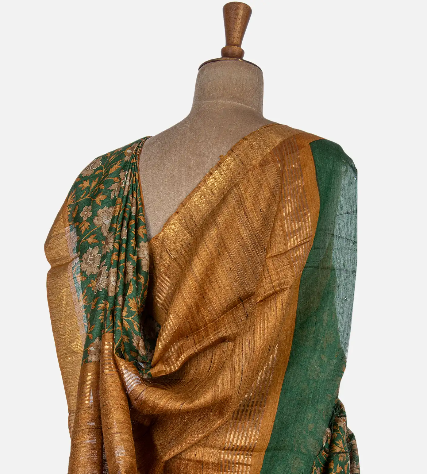 Dark Green Soft Tussar Saree3