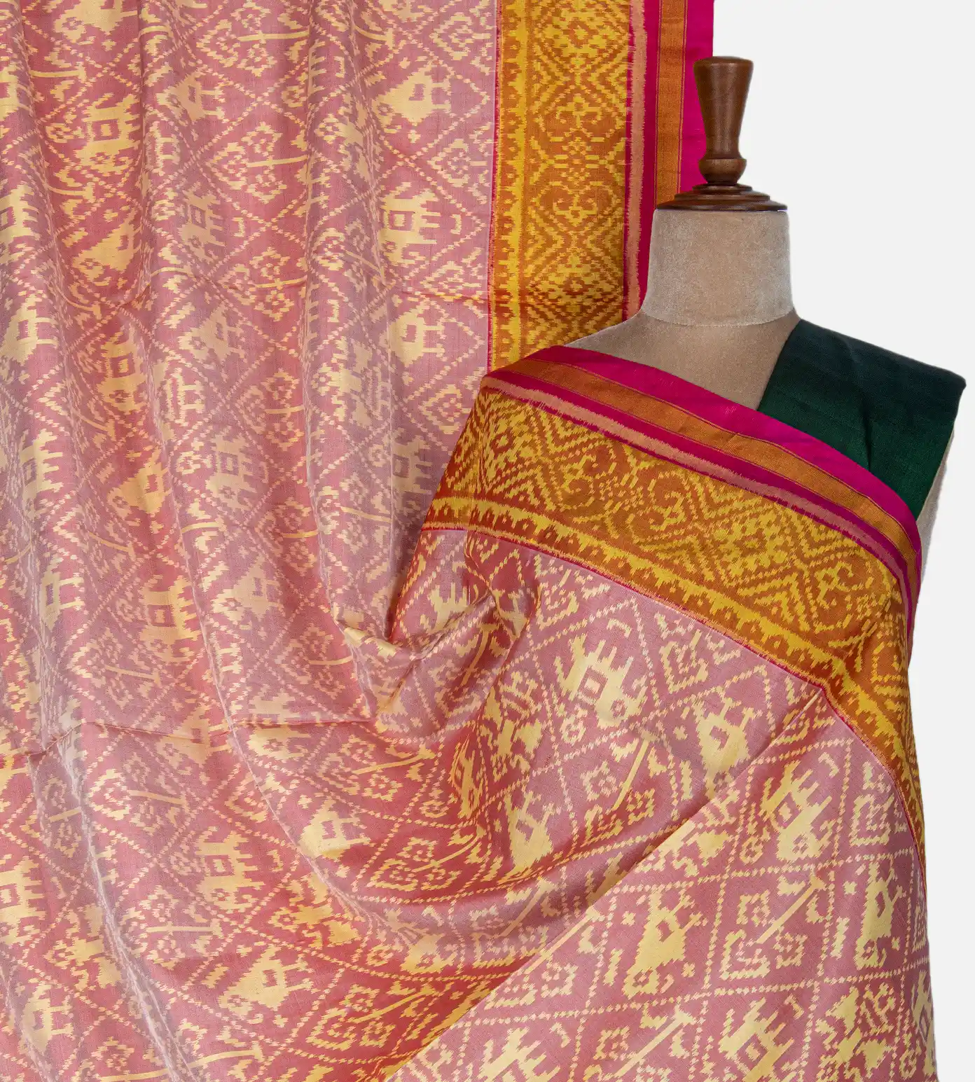 Pink Ikkat Silk Saree1
