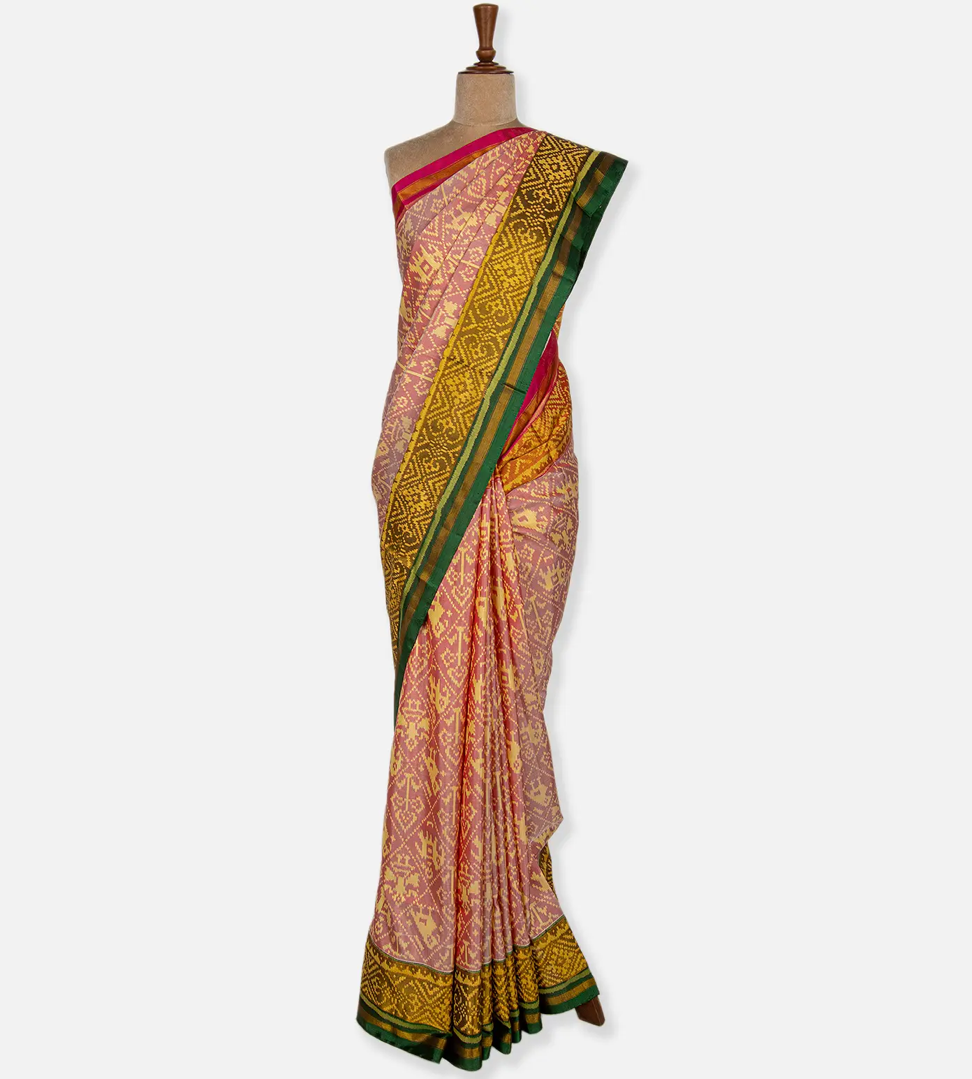 Pink Ikkat Silk Saree2
