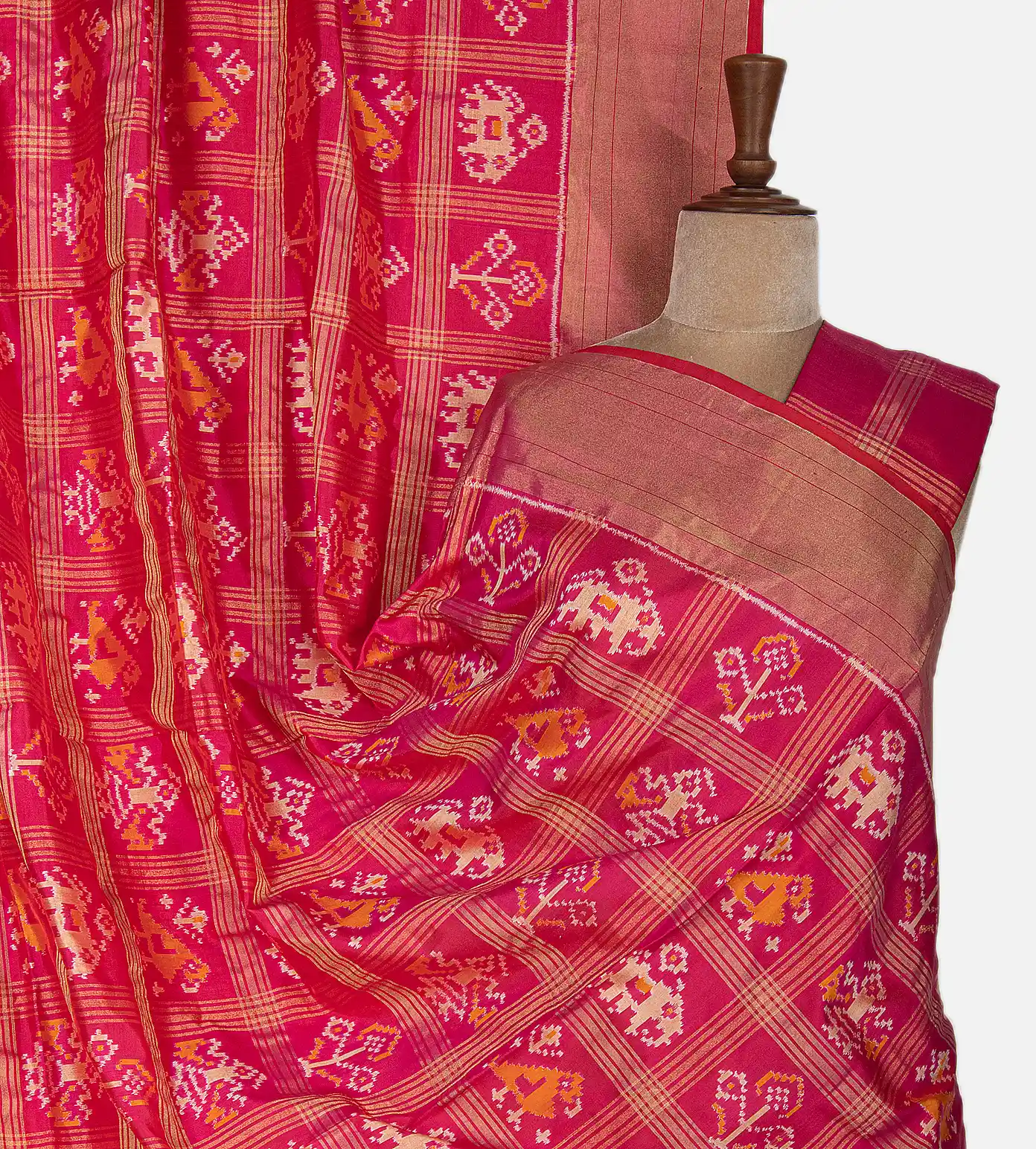 Pink Ikkat Silk Saree1