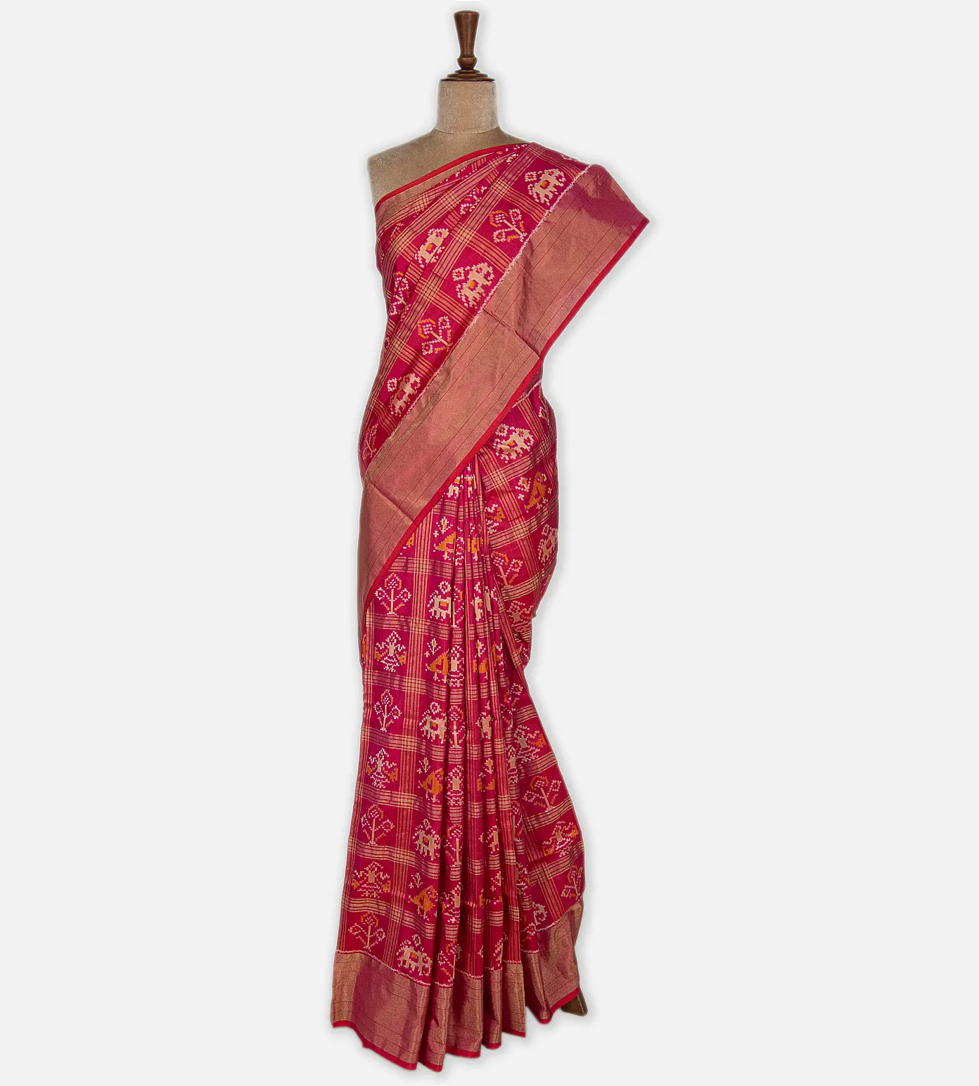 Pink Ikkat Silk Saree2