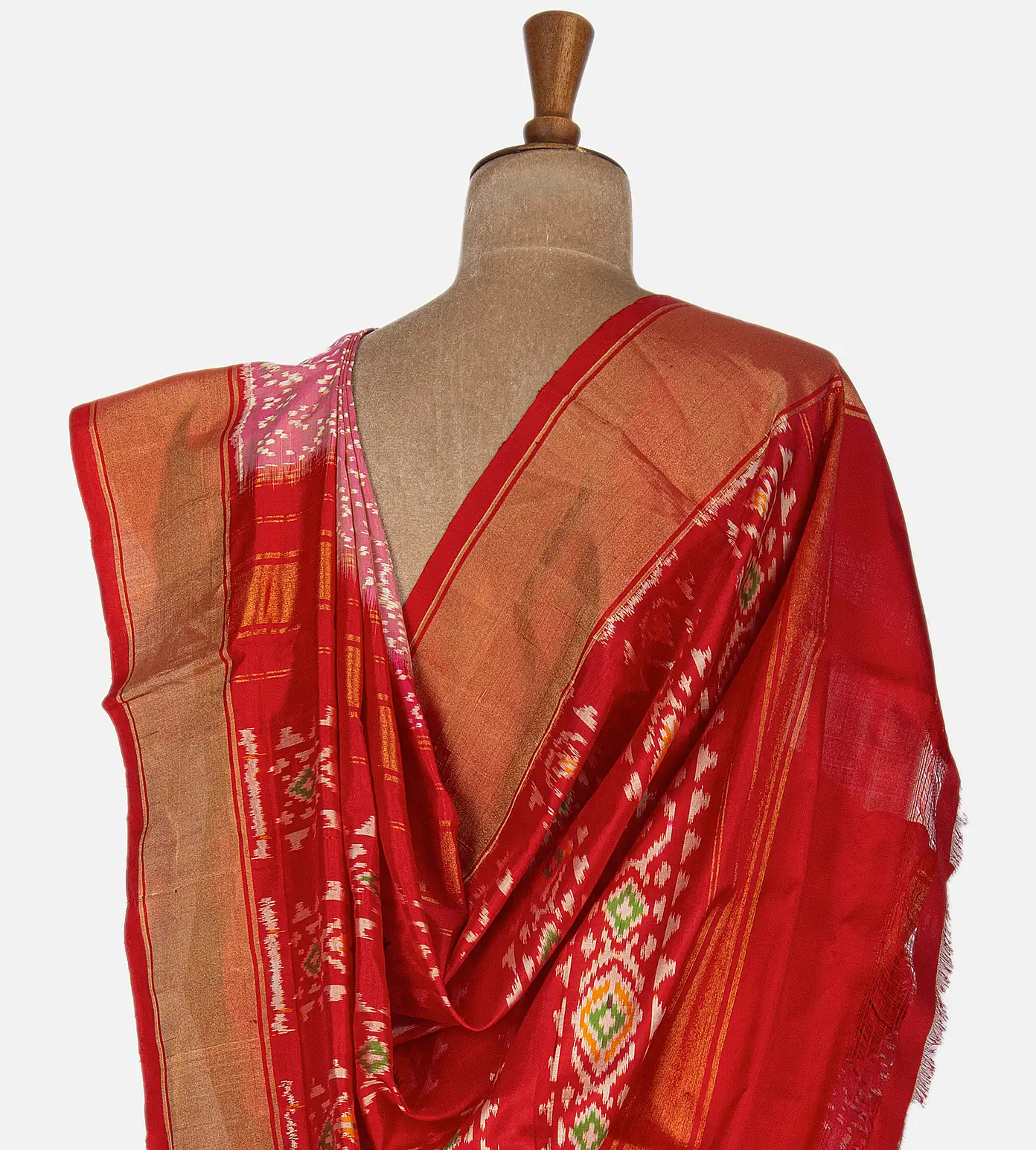 Pink Ikkat Silk Saree3