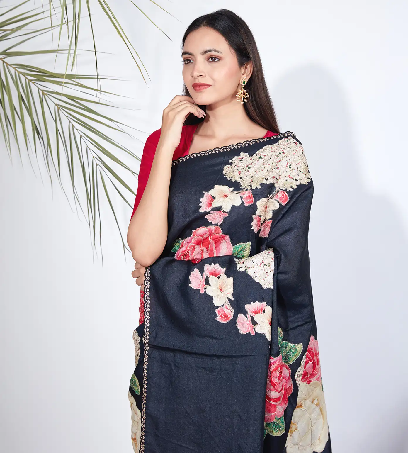 Black Tussar Embroidery Saree1