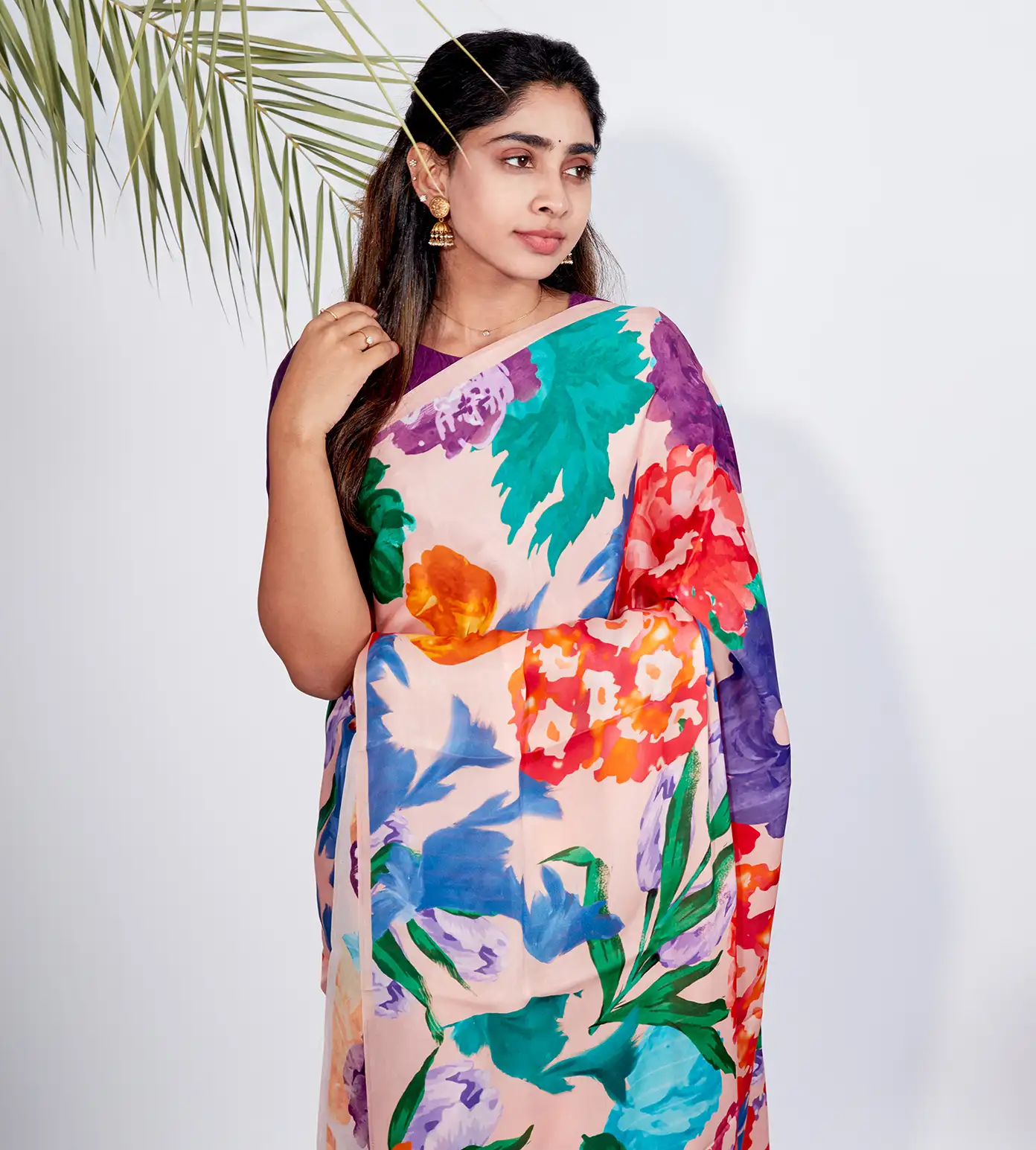 light-pink-satin-saree-b1045299-a