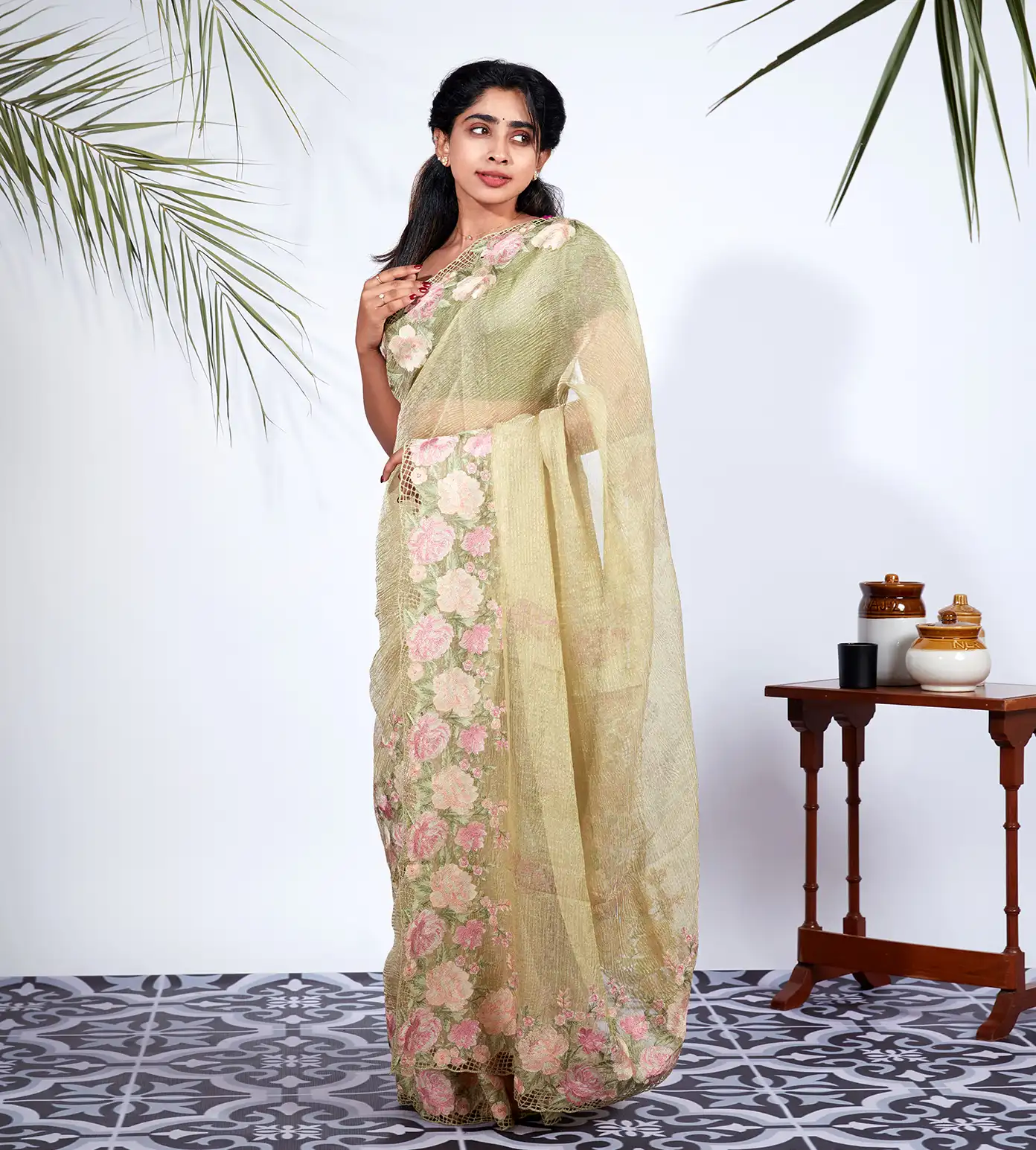 Light Green Organza Saree2