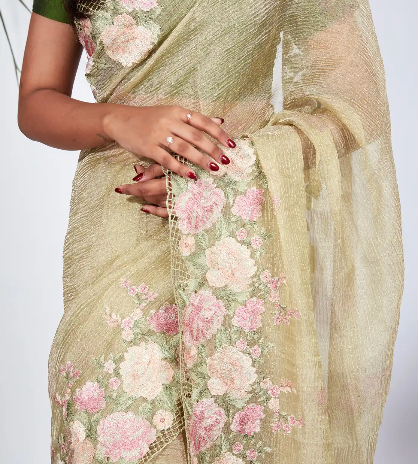 Light Green Organza Saree3