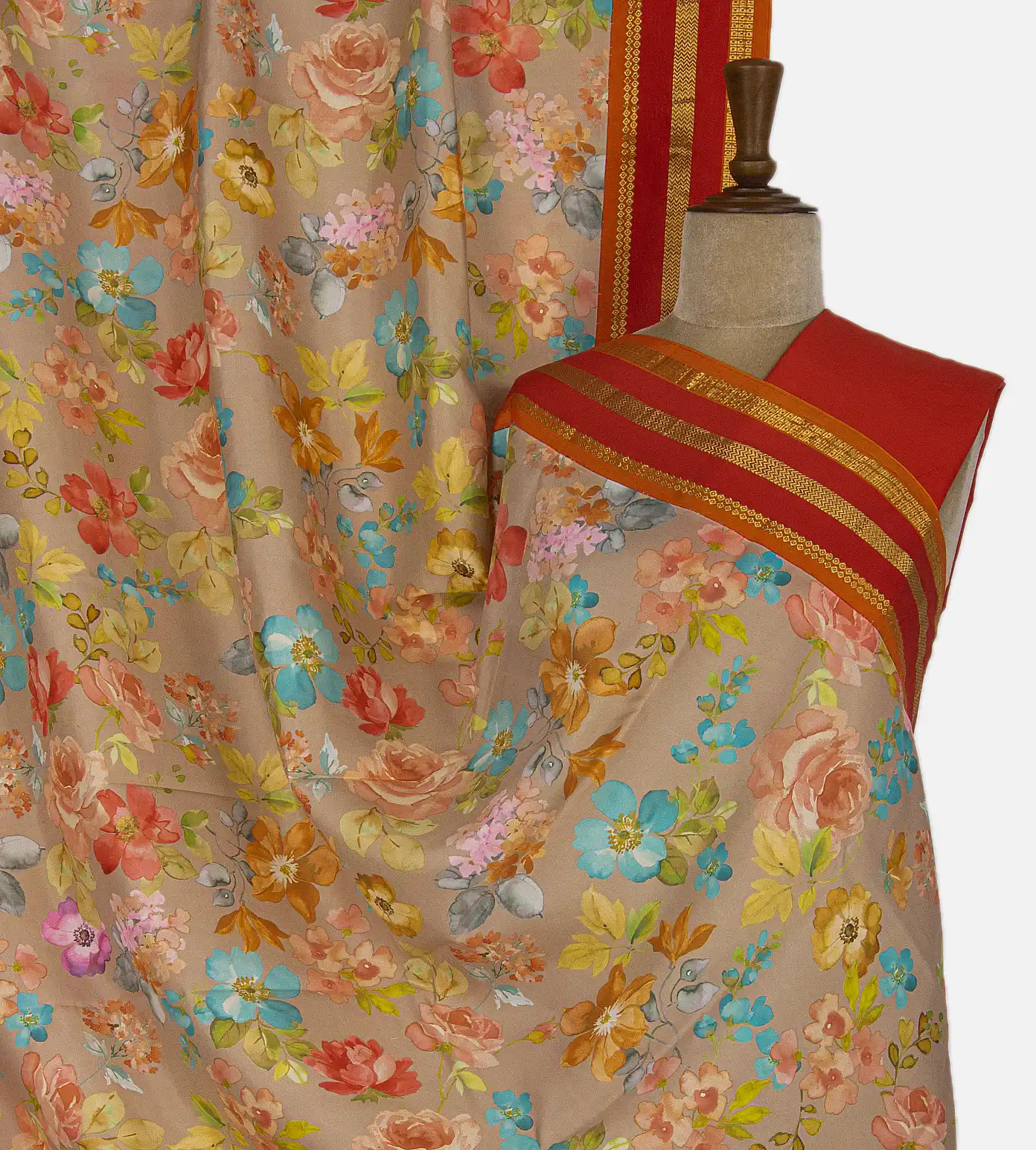 Creme Soft Silk Saree1