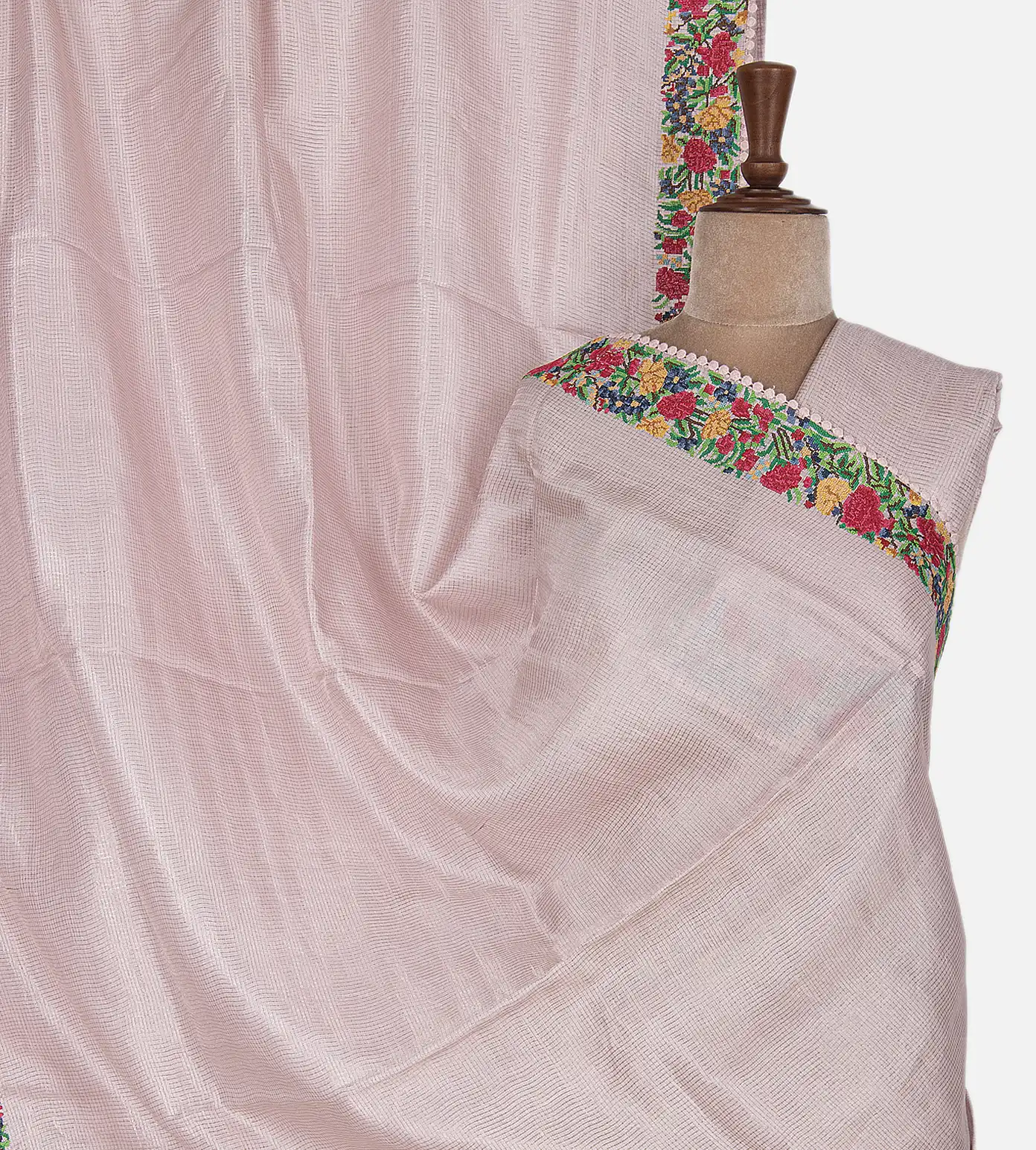 Pastel Pink Tussar Saree1