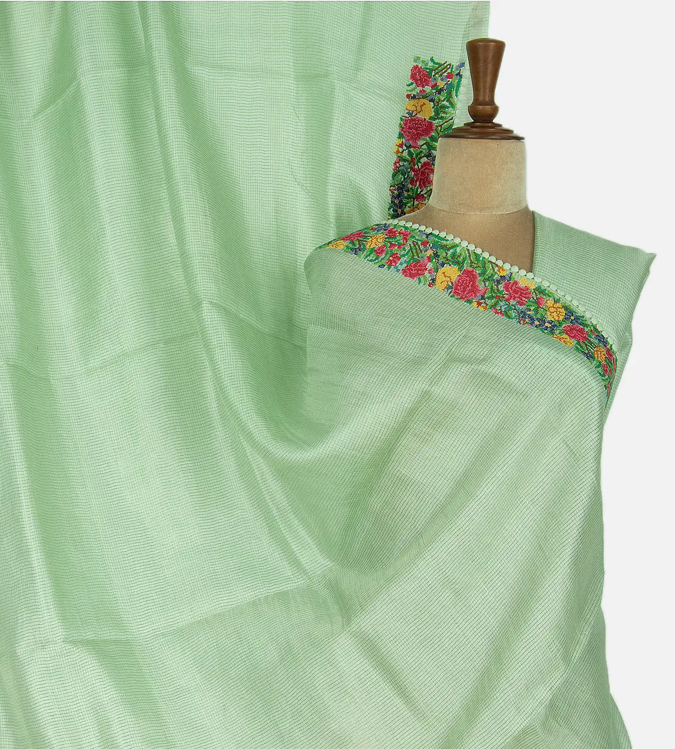 Pastel Green Tussar Saree1
