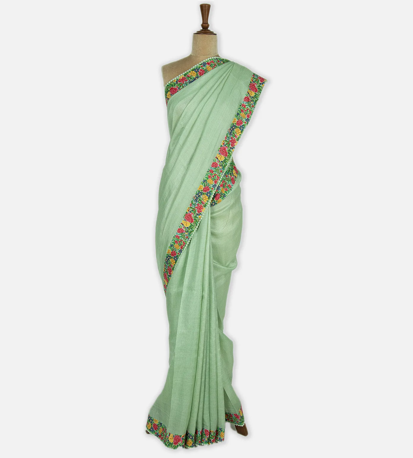 Pastel Green Tussar Saree2
