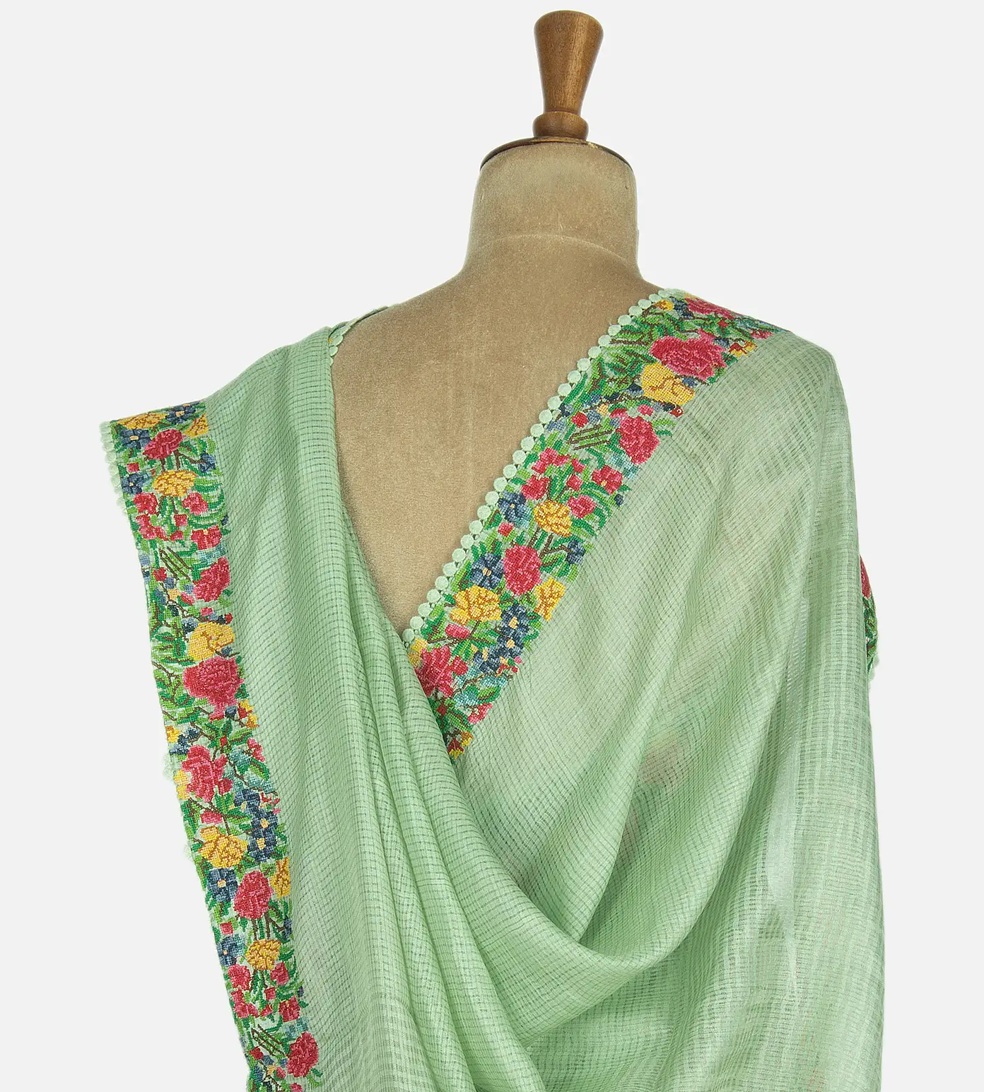 Pastel Green Tussar Saree3