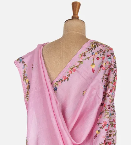 Pink Tussar Embroidery Saree3