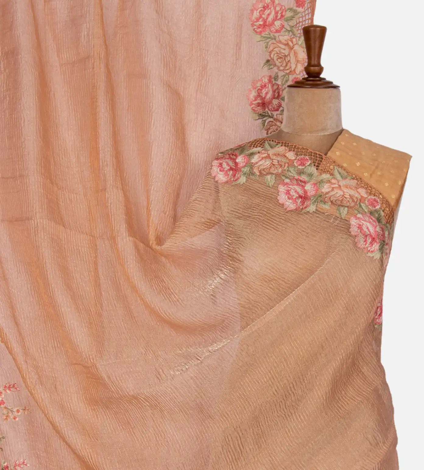 Peach Organza Saree1