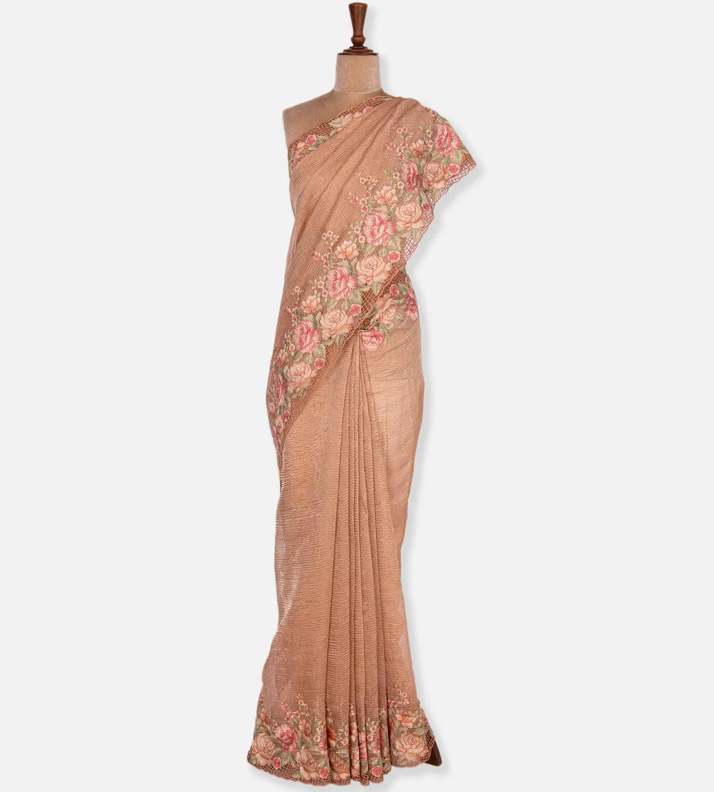 Peach Organza Saree2