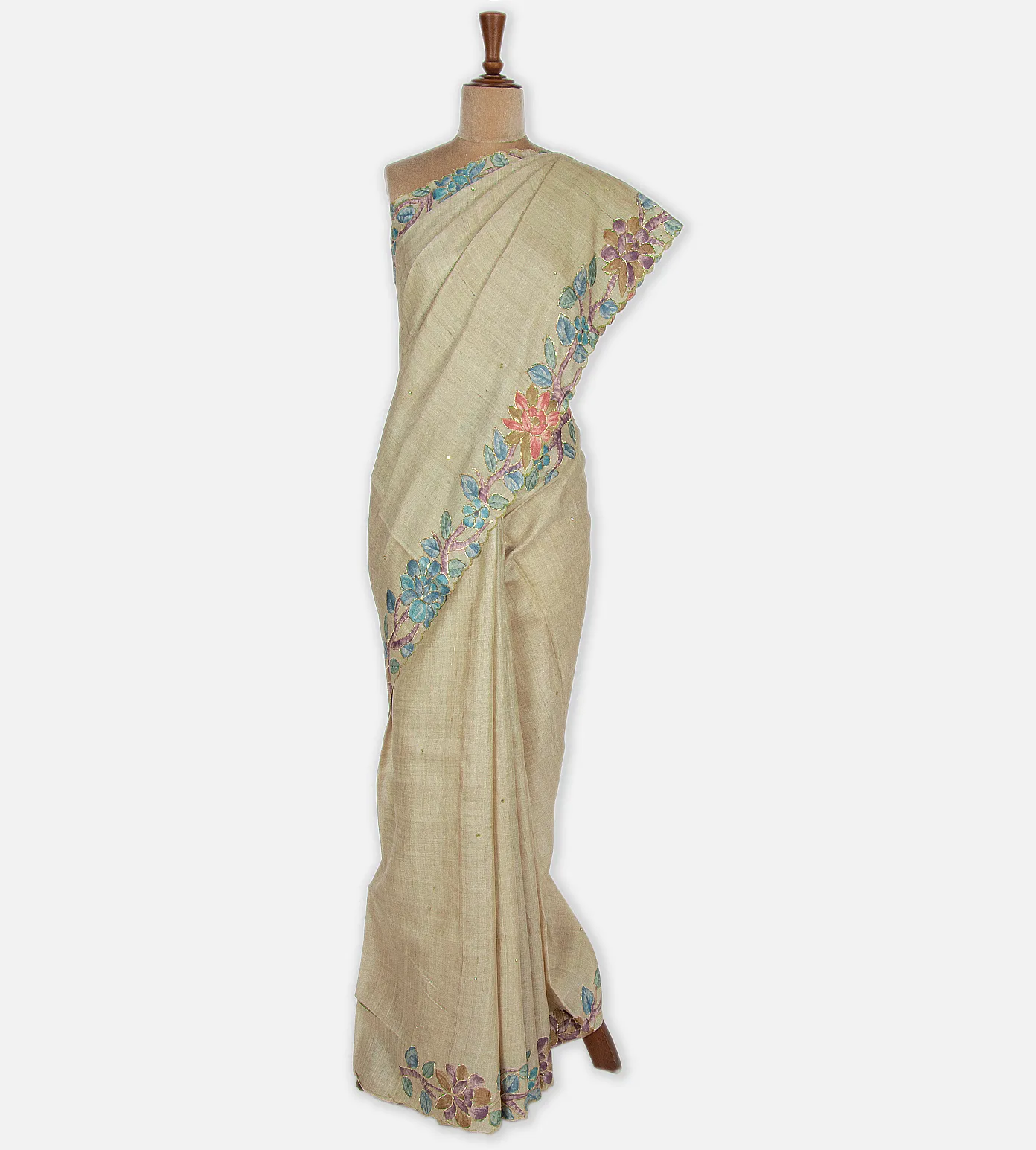 Off-White Tussar Saree2