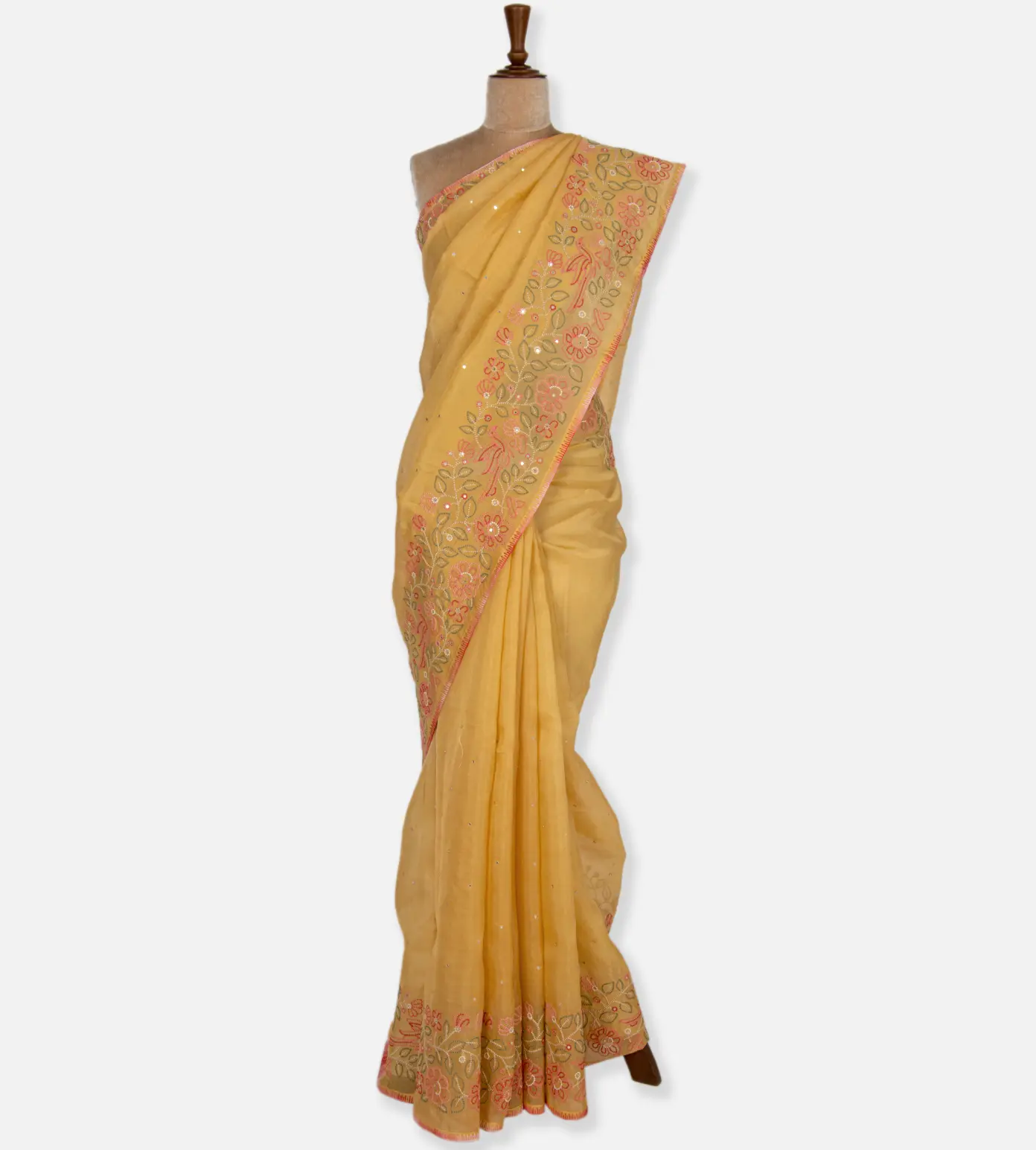 Yellow Organza Embroidery Saree2
