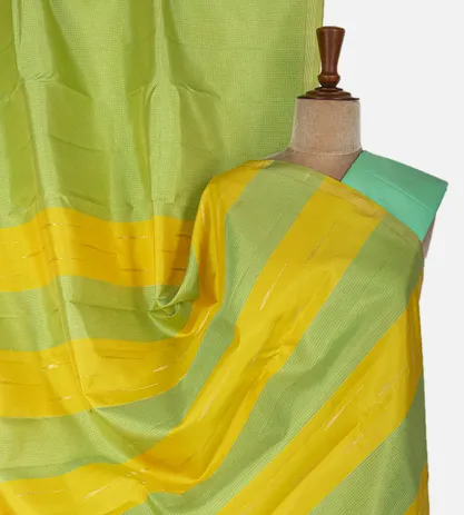Light Green and Yellow Kanchipuram  Silk Saree1