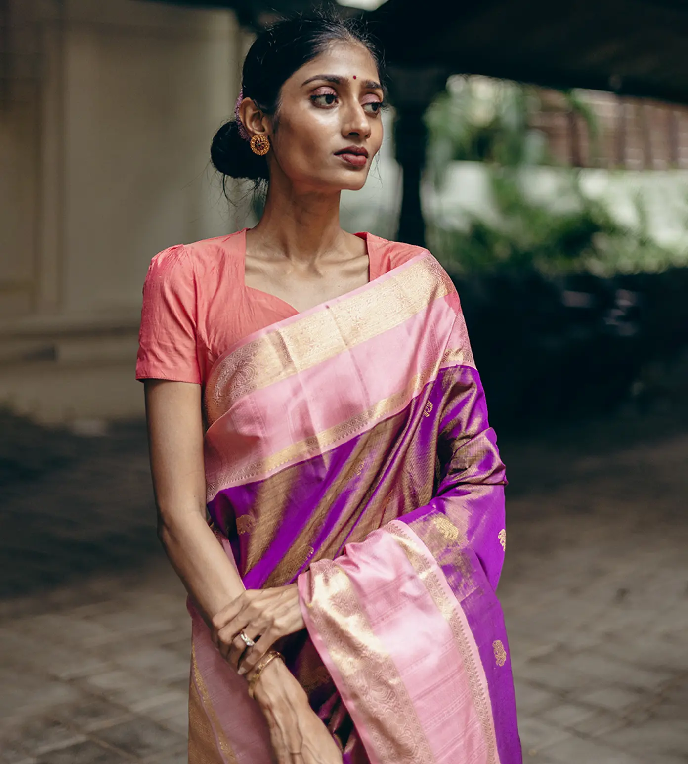 Purple Kanchipuram Silk Saree1